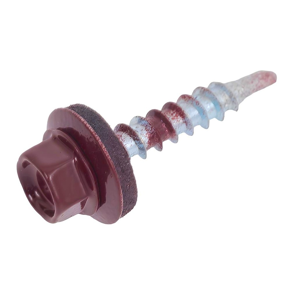 Саморез кровельный 4,8х28 мм винно-красный RAL 3005 10 шт