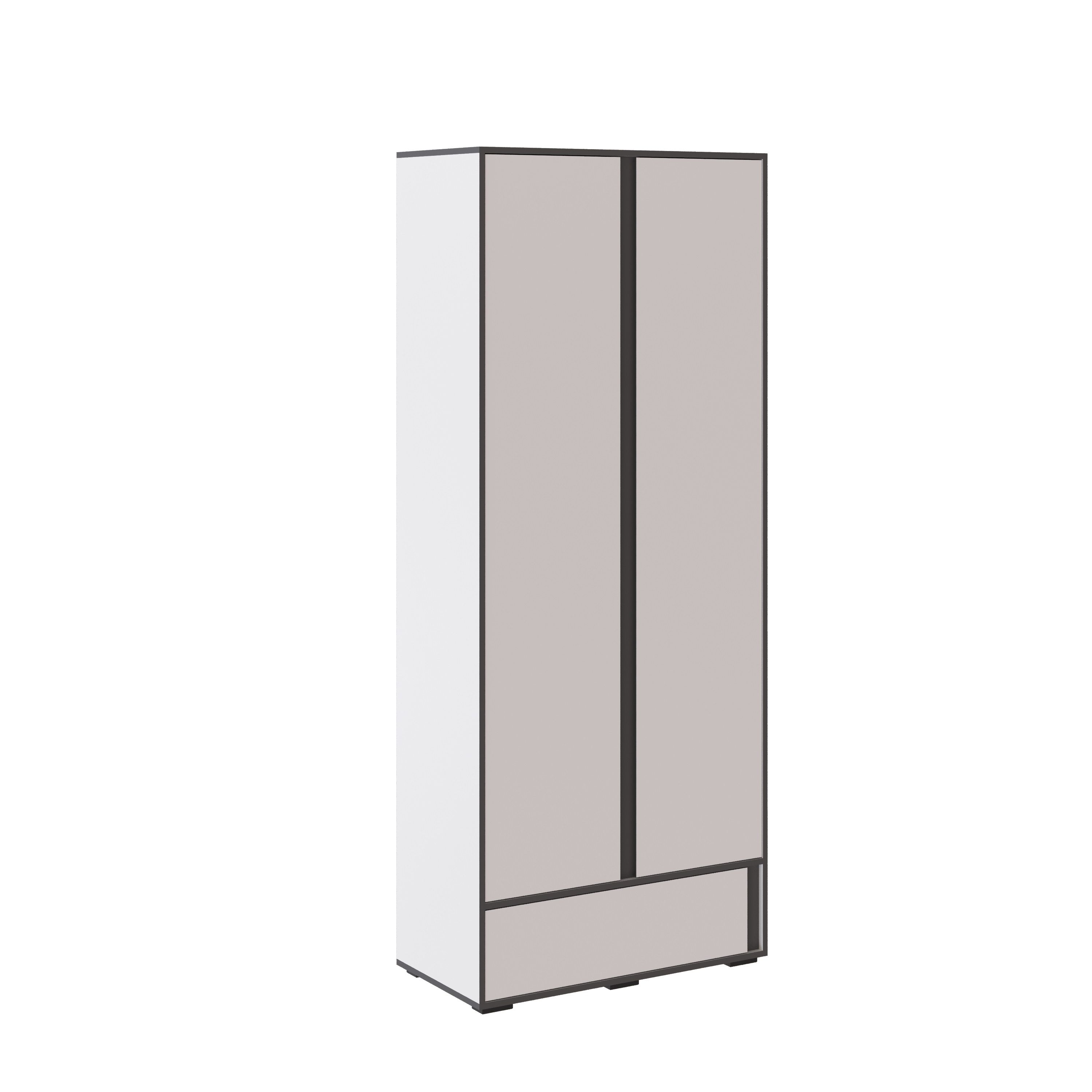 Шкаф двухдверный Асцелла 900х2200х450 мм Белый/Графит серый