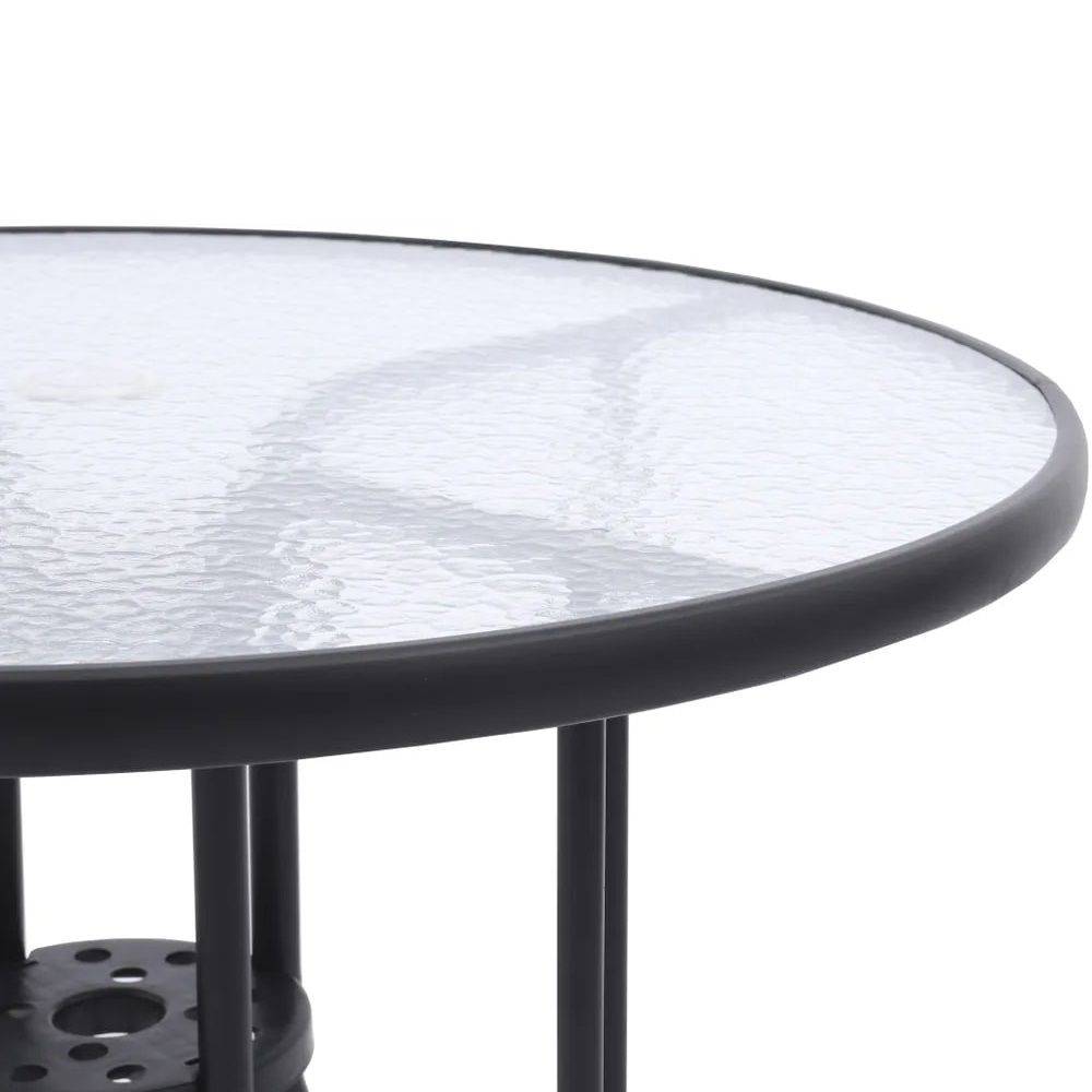 Стол Nolita d90 см h72 см закаленное фактурное стекло черный CHST0085