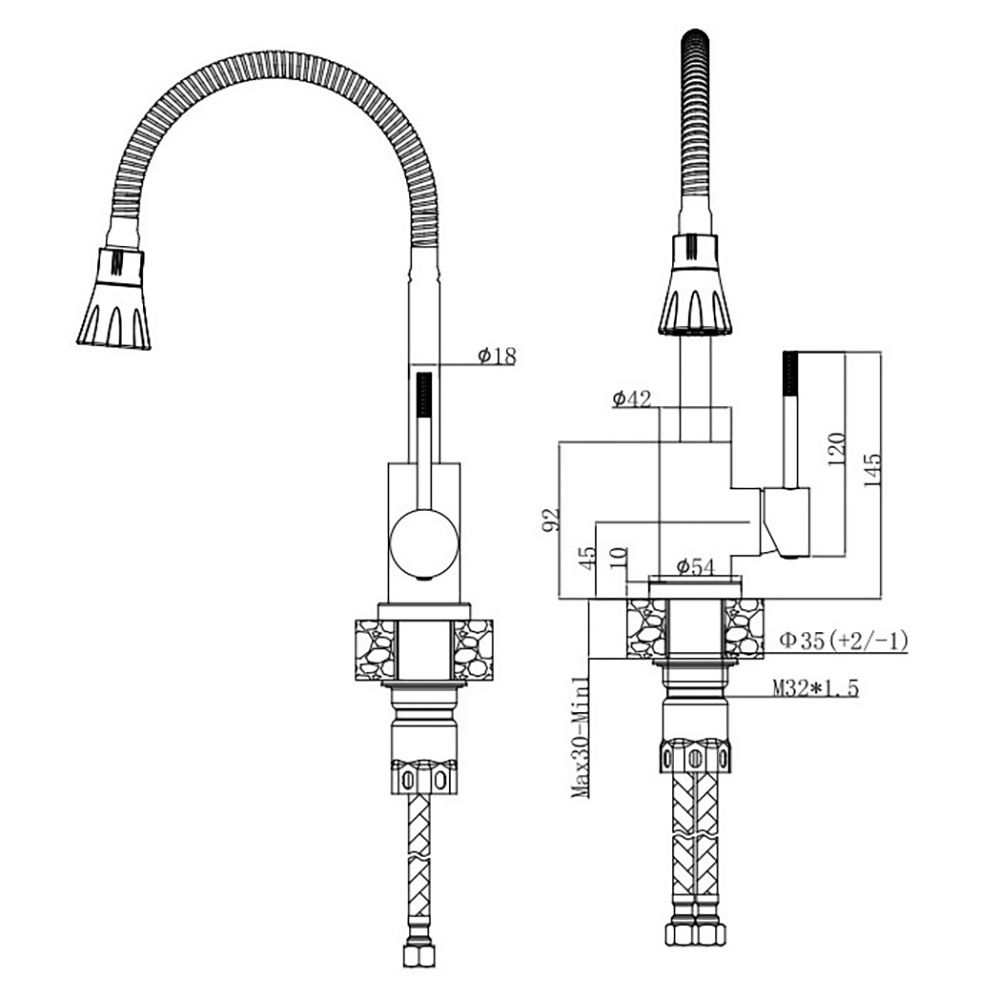 Смеситель для кухни Voda Waterfall KF 36 однорычажный гибкий излив