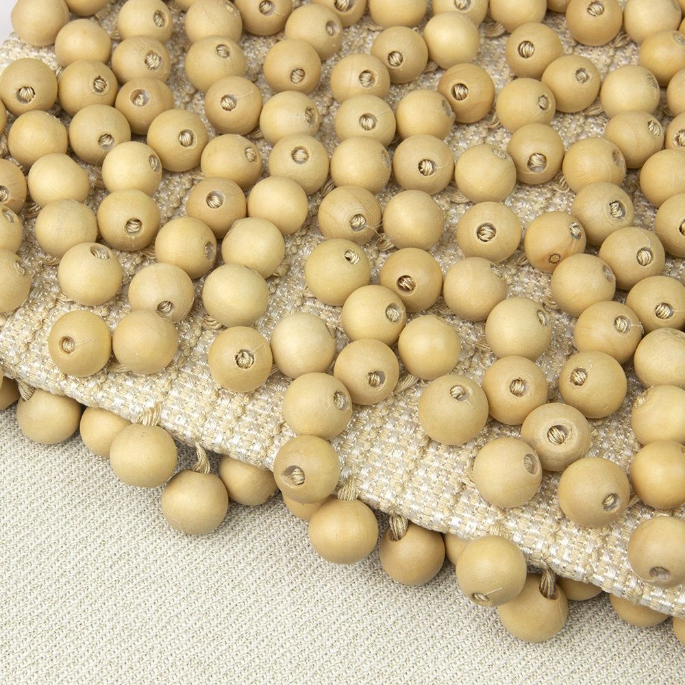 Бахрома для штор с деревянными шариками натуральный