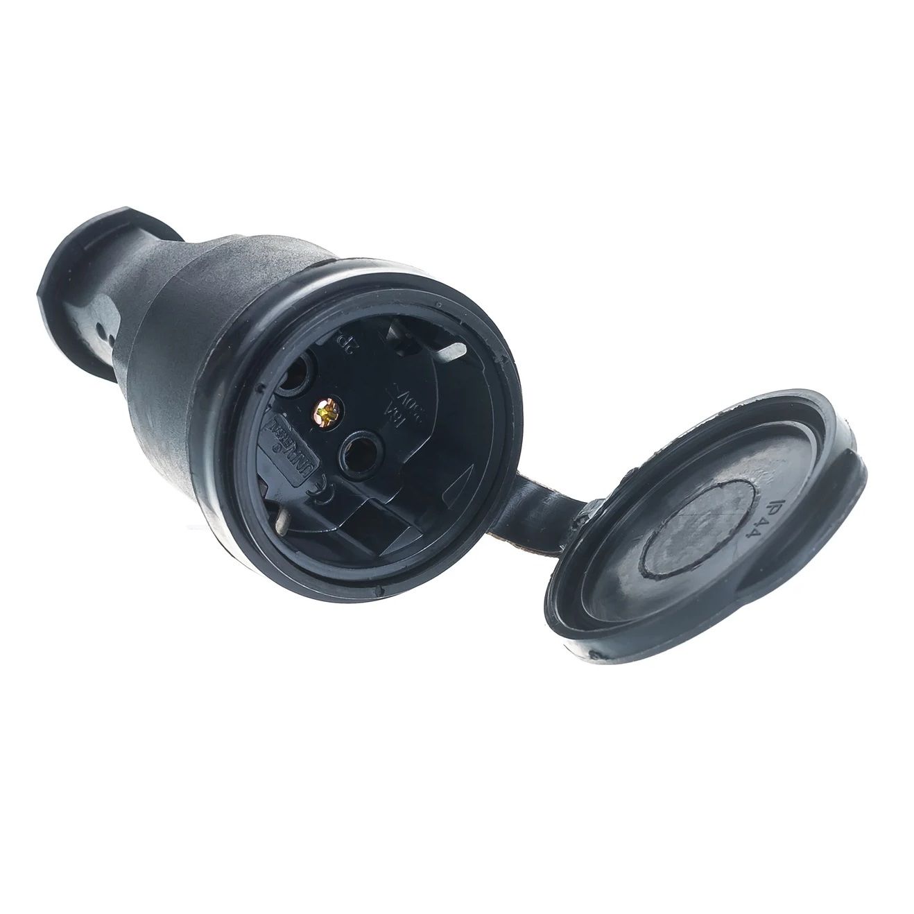 Розетка 1 гнездо с заглушкой с/з 16А 220В IP44 UNIVersal Компакт черная