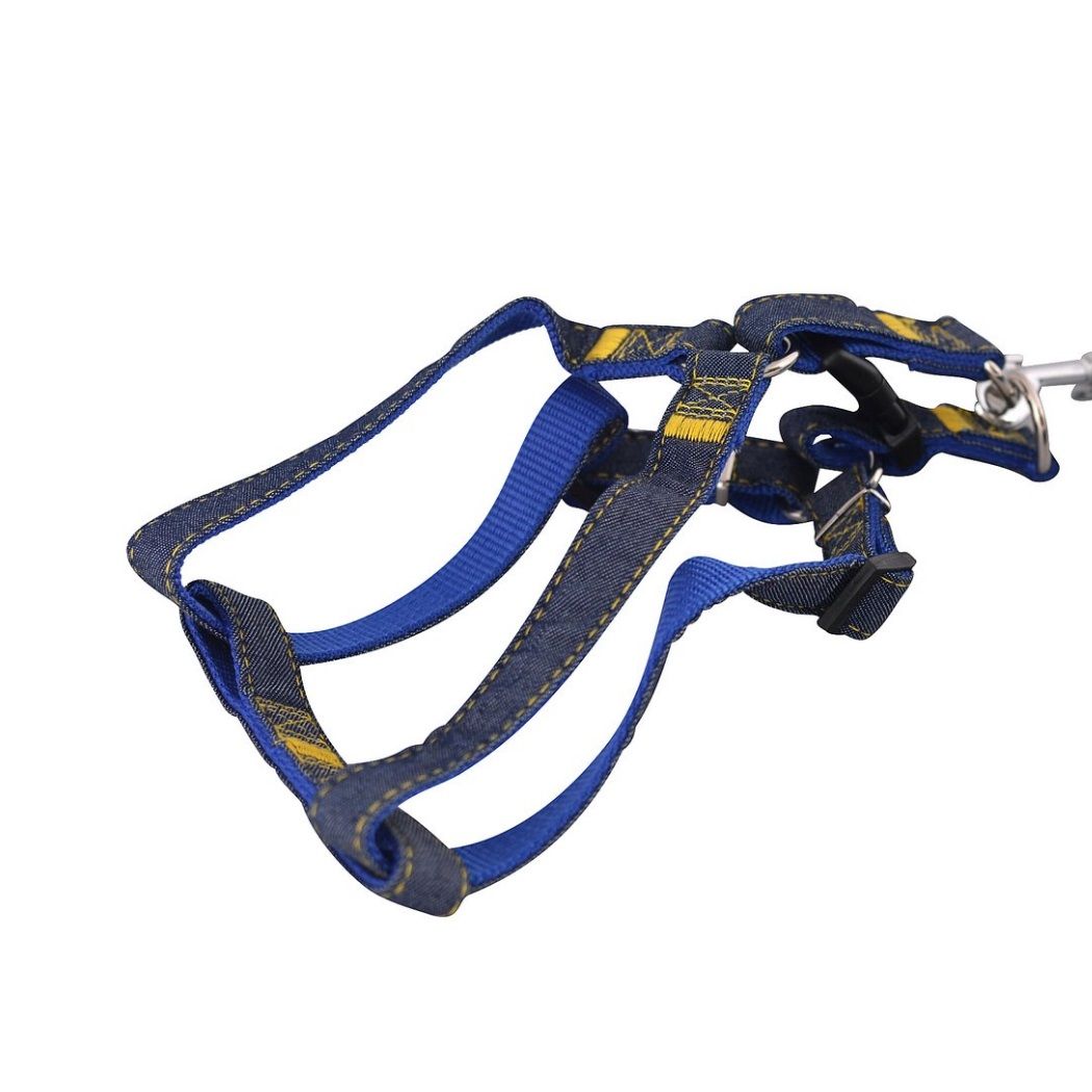 Шлейка для собак прогулочная с поводком Джинс размер M VL40-33