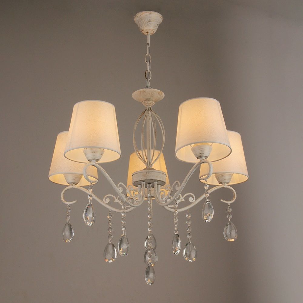 Люстра потолочная N2755/5 5х40 Вт E27 WG белое золото/хрусталь