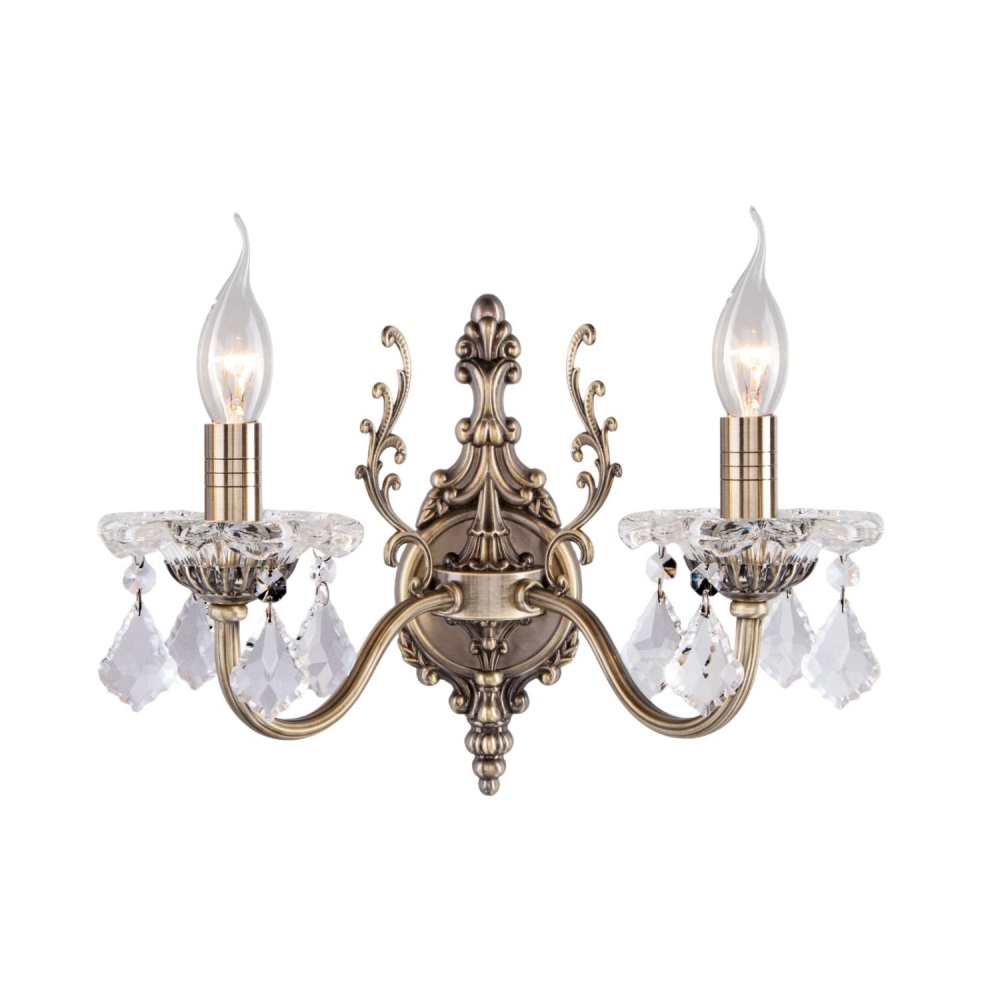 Светильник 3281/2 Хрусталь Strotskis  антич.бронза/прозрачный хрусталь