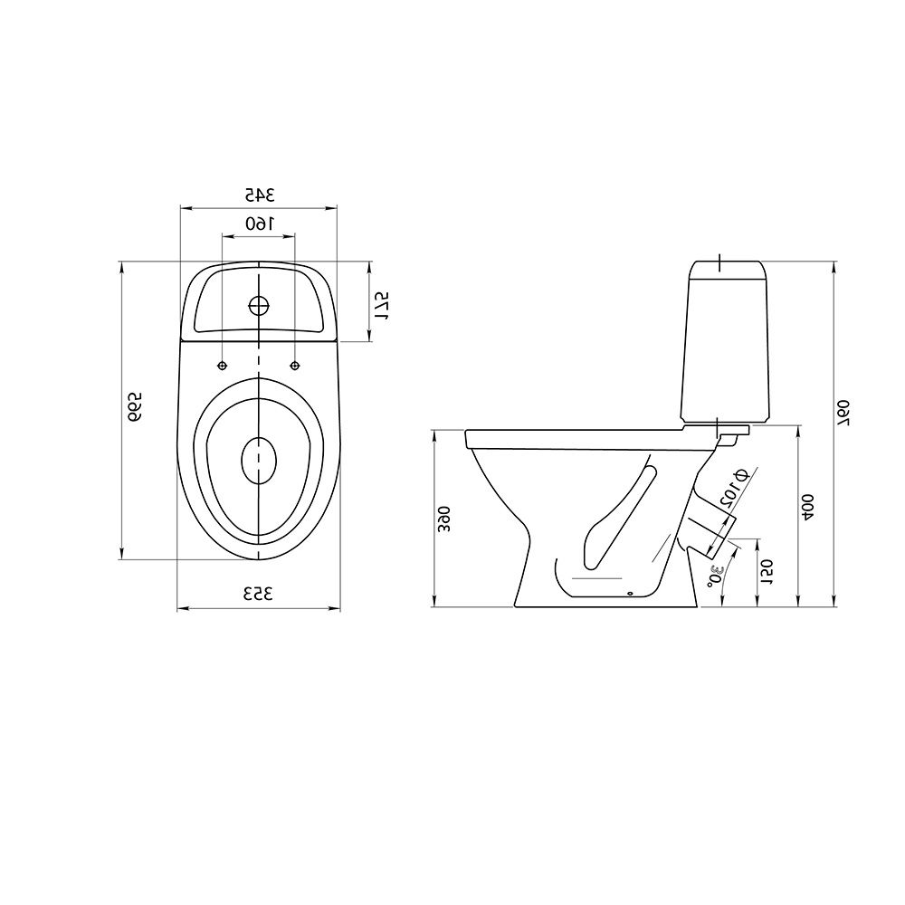 Унитаз-компакт Santeri Прайм косой выпуск сиденье полипропилен