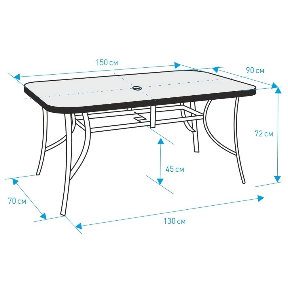Стол Nolita 150х72х90 см закаленное стекло серый 10922-0009-3