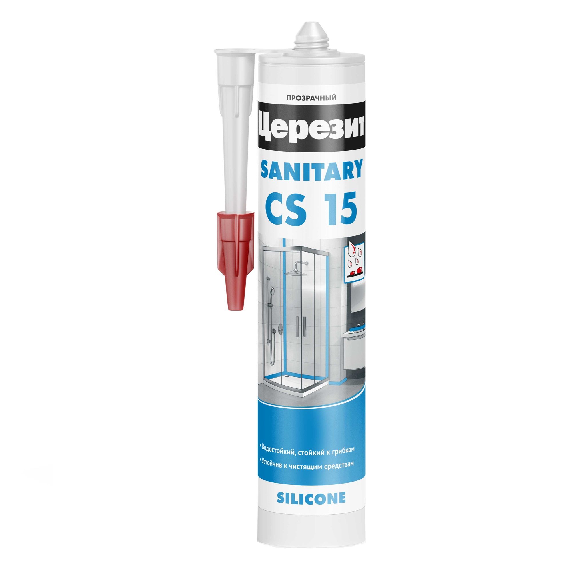 Герметик силиконовый санитарный Церезит СS 15 прозрачный 280 мл