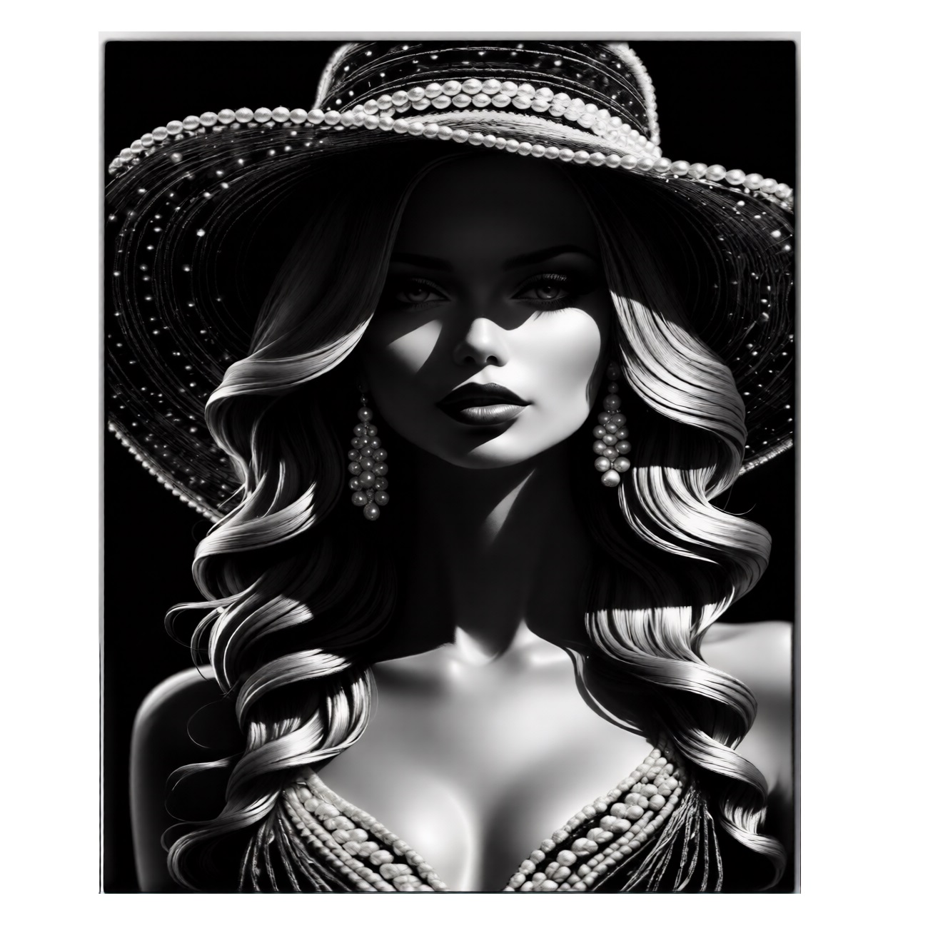 Картина интерьерная со смолой Девушка в шляпе 40х50 см 2025-0313