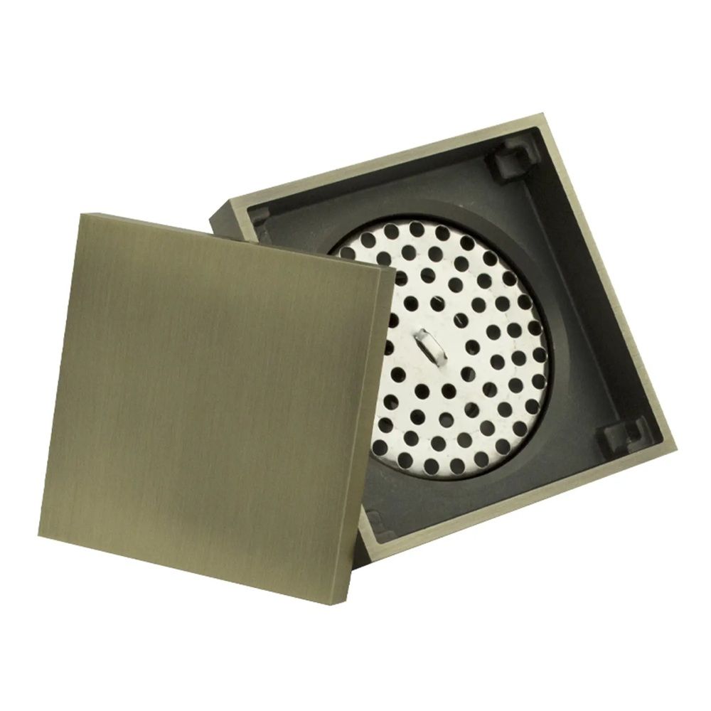 Трап вертик спуск 50 мм латунный бронза крышка литая 100х100 мм