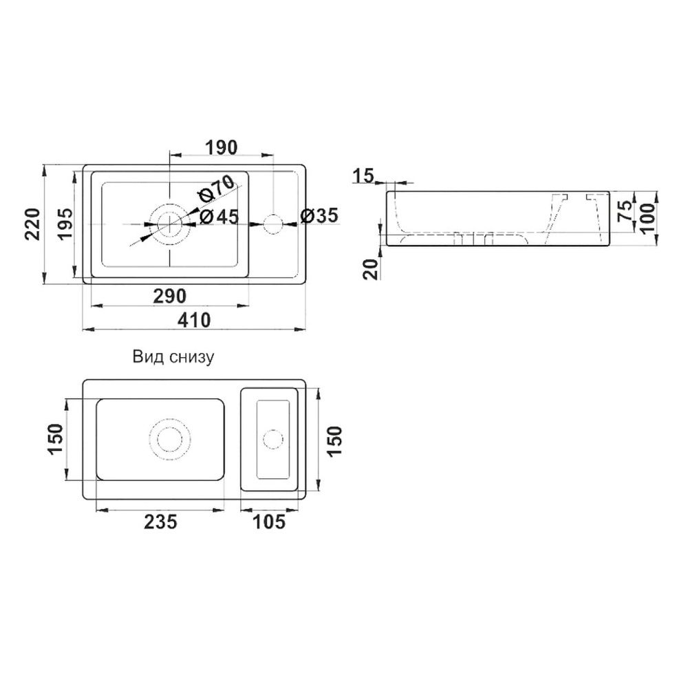 Раковина накладная Melana MLN-9048EYMB 410х220х100 мм черная матовая