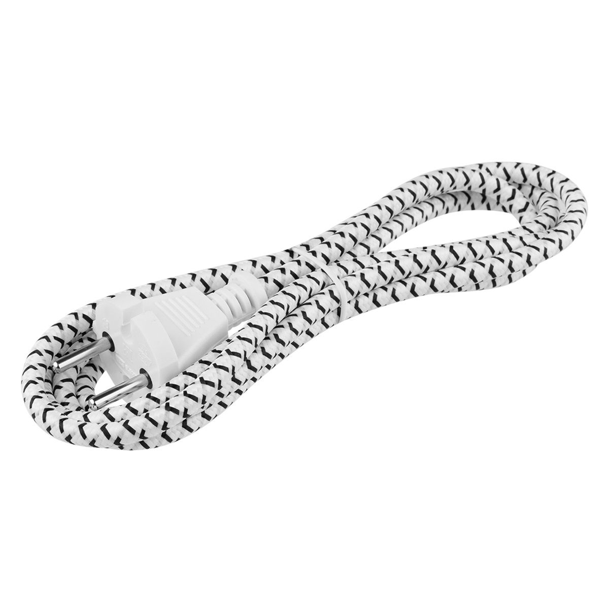 Шнур сетевой для утюга с вилкой в тканевой оплетке TDM Пвс 2x0,75 1,8 м 1400Вт б/з белый