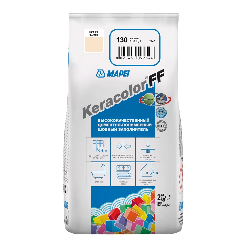 Затирка цементная Mapei Keracolor FF №130 жасмин 2 кг