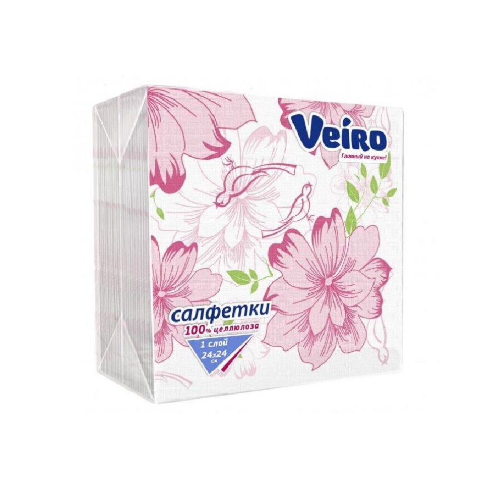Салфетки бумажные Veiro 1 слойные 24 см 50 шт в ассортименте