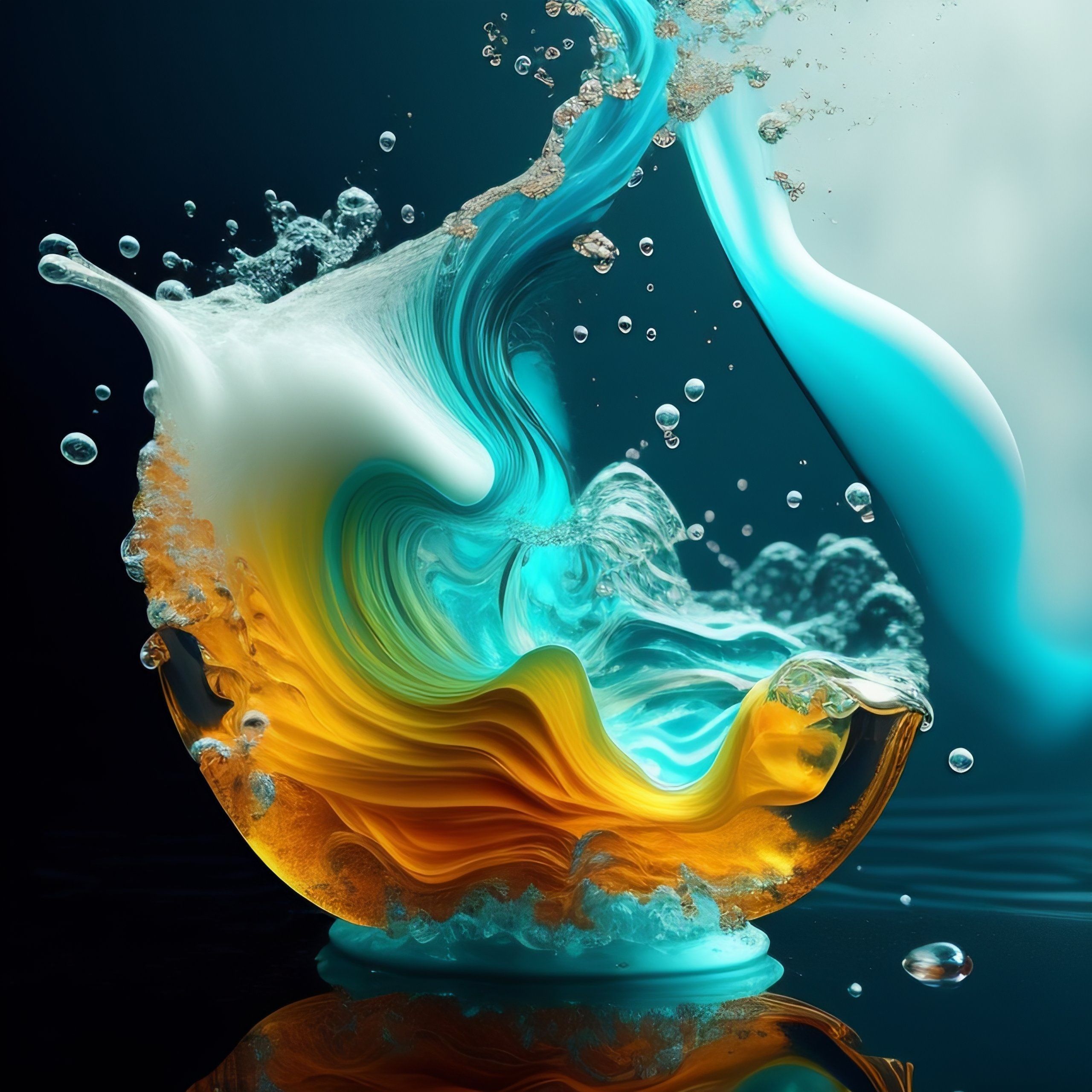 Картина интерьерная со смолой Водяные брызги 1 40х40 см 2025-0288