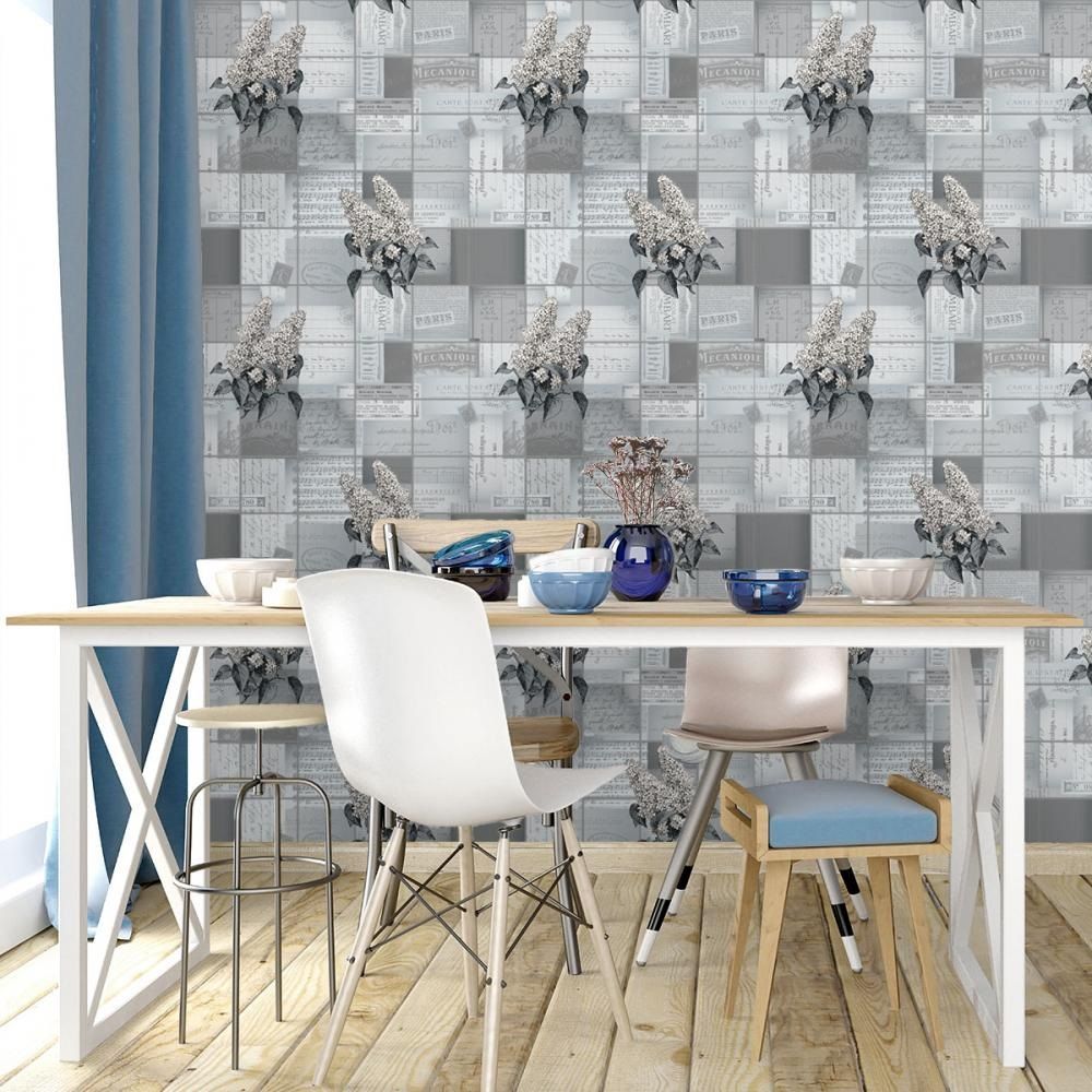 Обои Саратовские Глория С3В Ф899 гр 2 06 серые цветы средние 0,53х10,05 м