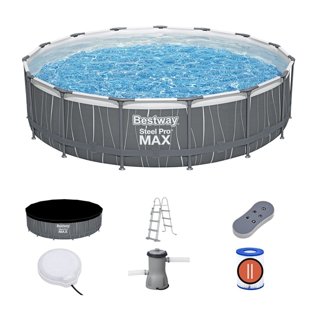 Бассейн каркасный круглый 457x107 см Bestway Steel Pro Max ф-насос лестница тент рем комплект 561GD
