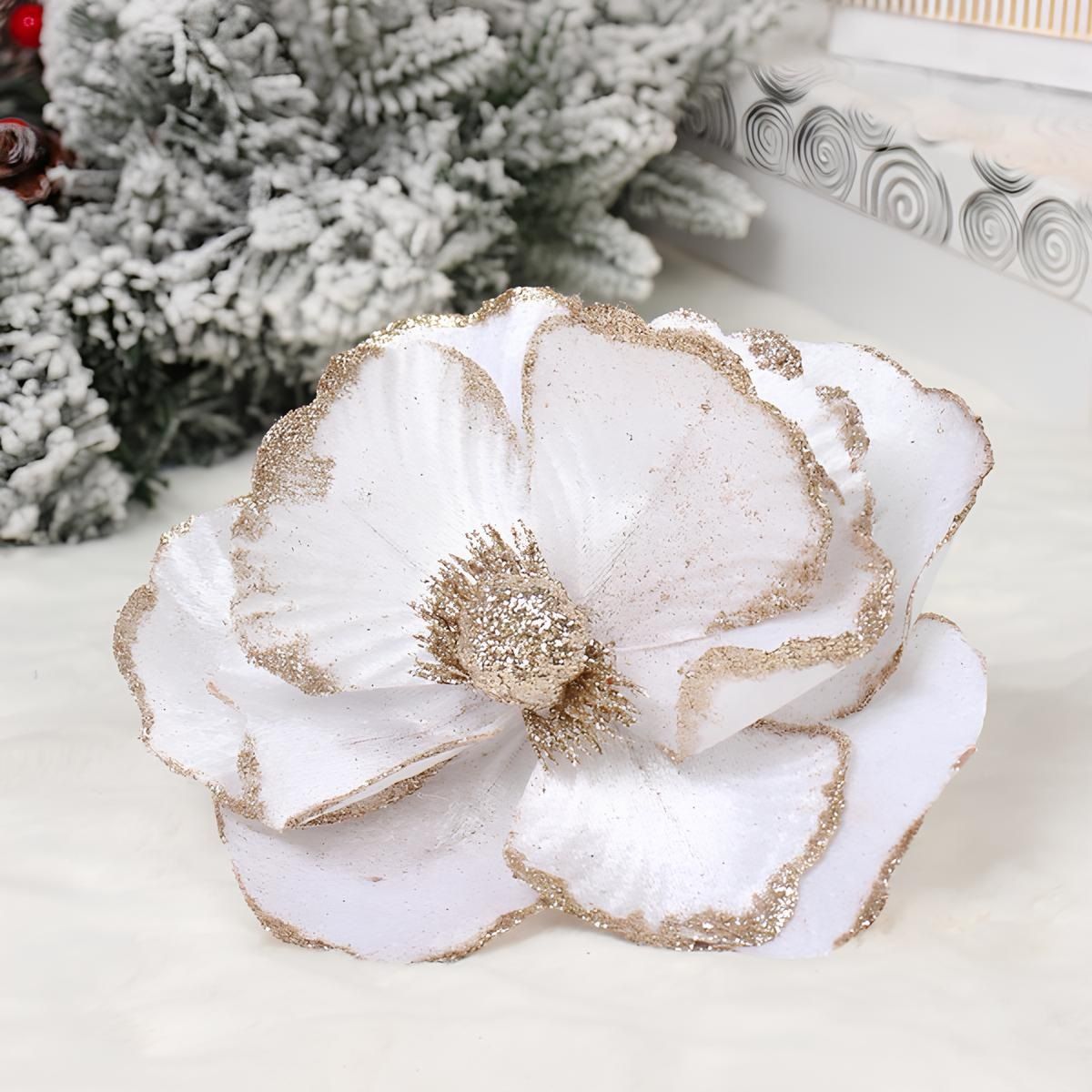 Украшение новогоднее Пуансеттия Нежное прикосновение 17 см белый 107-5856