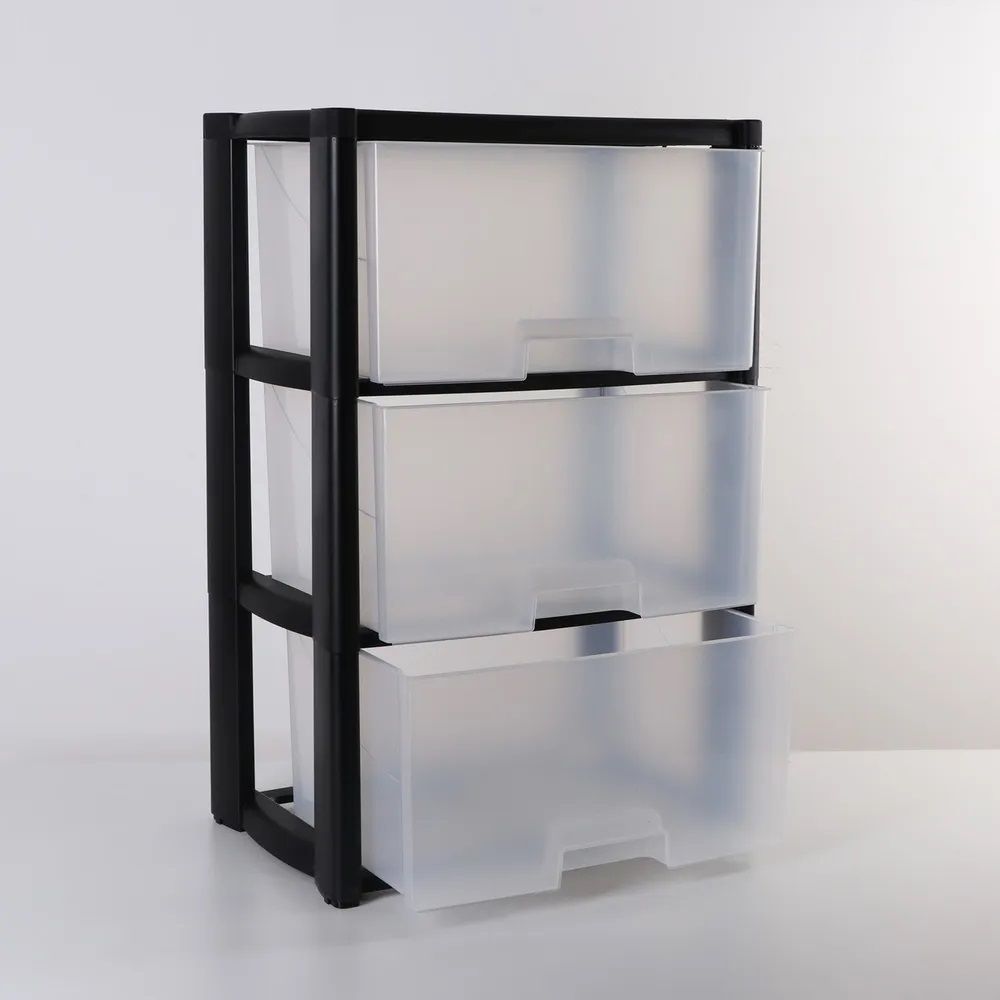 Комод Колорит 475х710х300 мм 3 ящика черный пластик