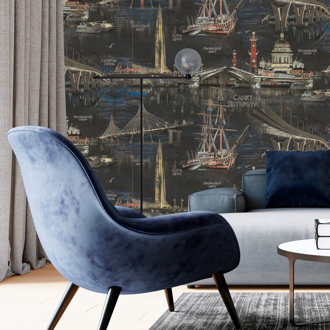 Обои Артекс Северная Столица 11236-05 черные город 1,06х10,05 м