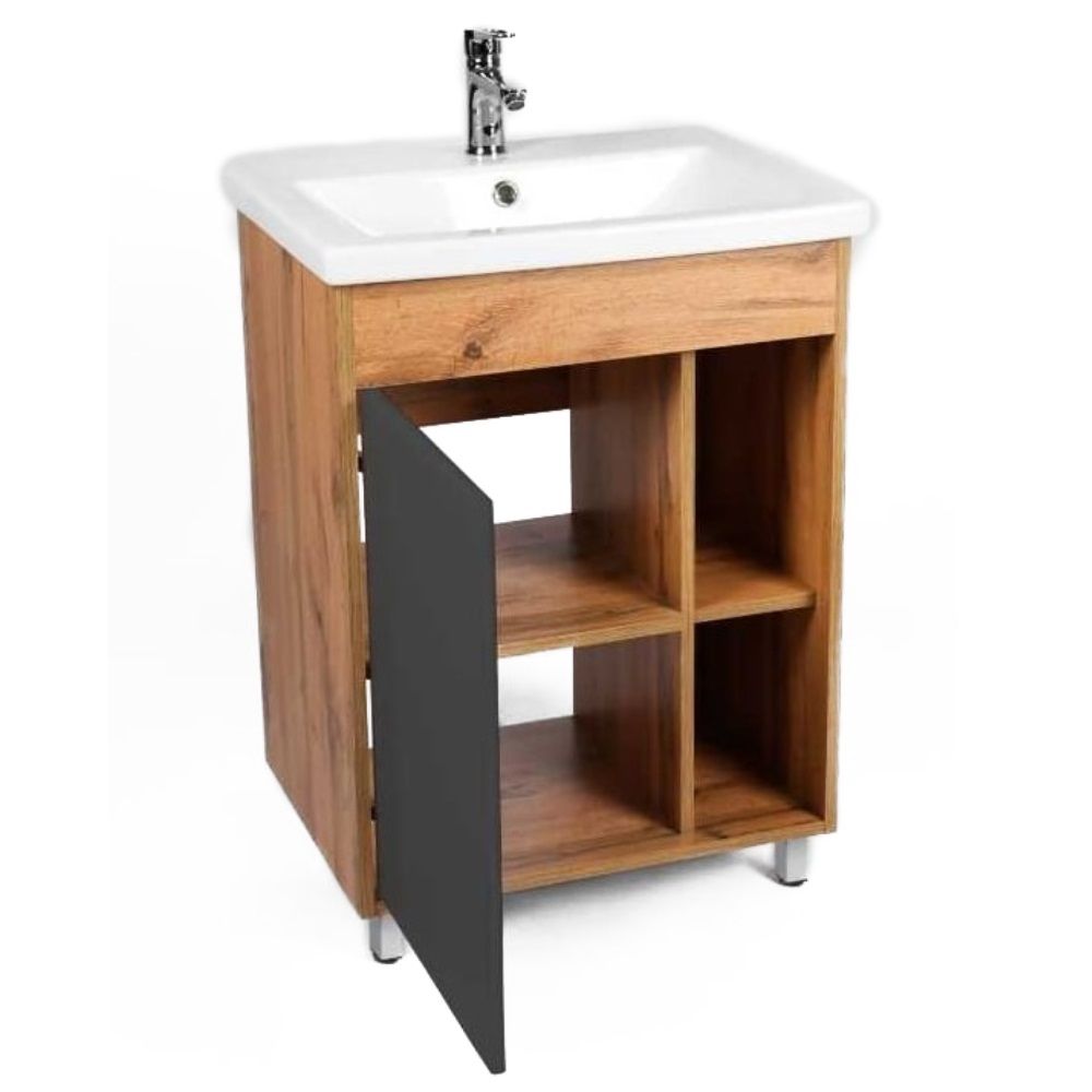 Тумба Бостон 1 ств графит под раковину Como 50