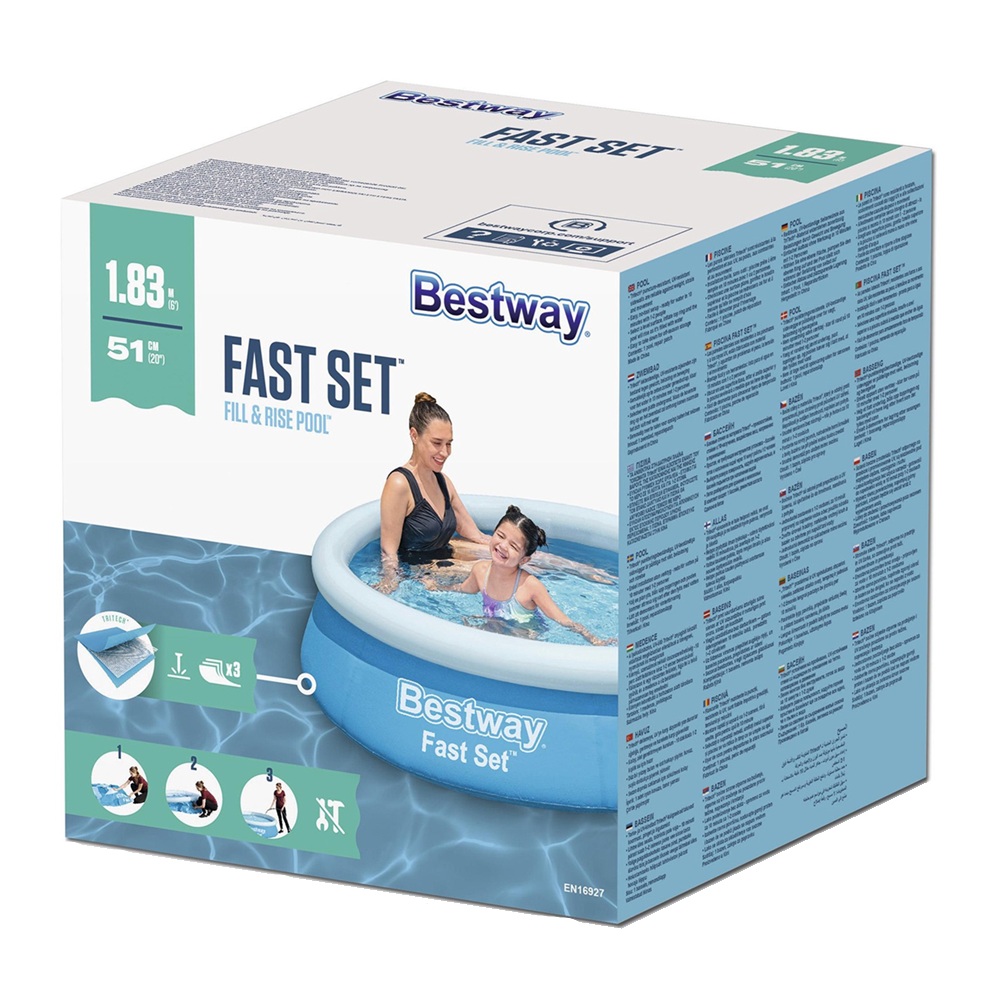 Бассейн надувной круглый 183х51 см 940 л Bestway Fast Set 57392