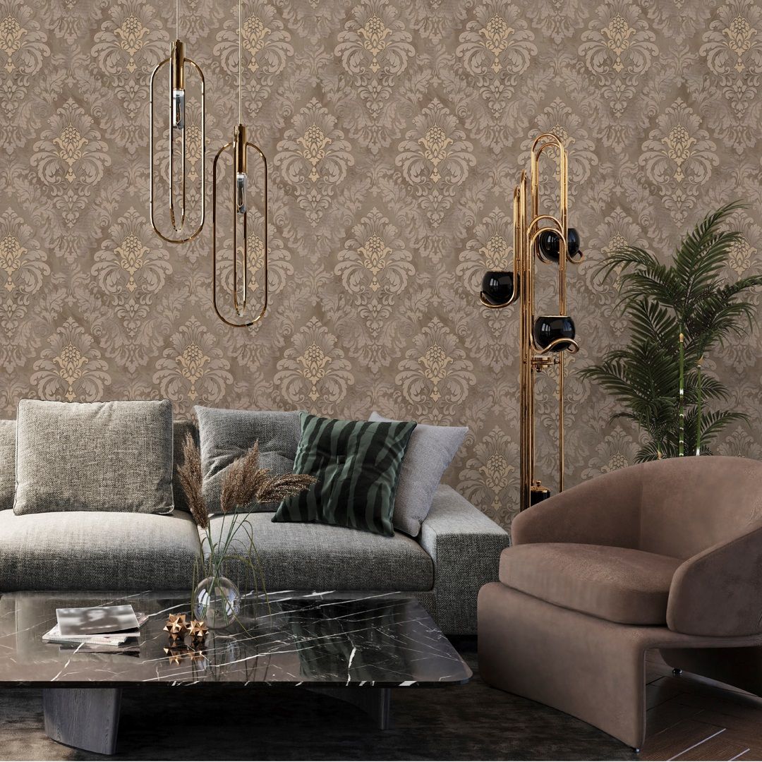 Обои Артекс Элиза 11267-05 коричневые дамаск 1,06х10,05 м