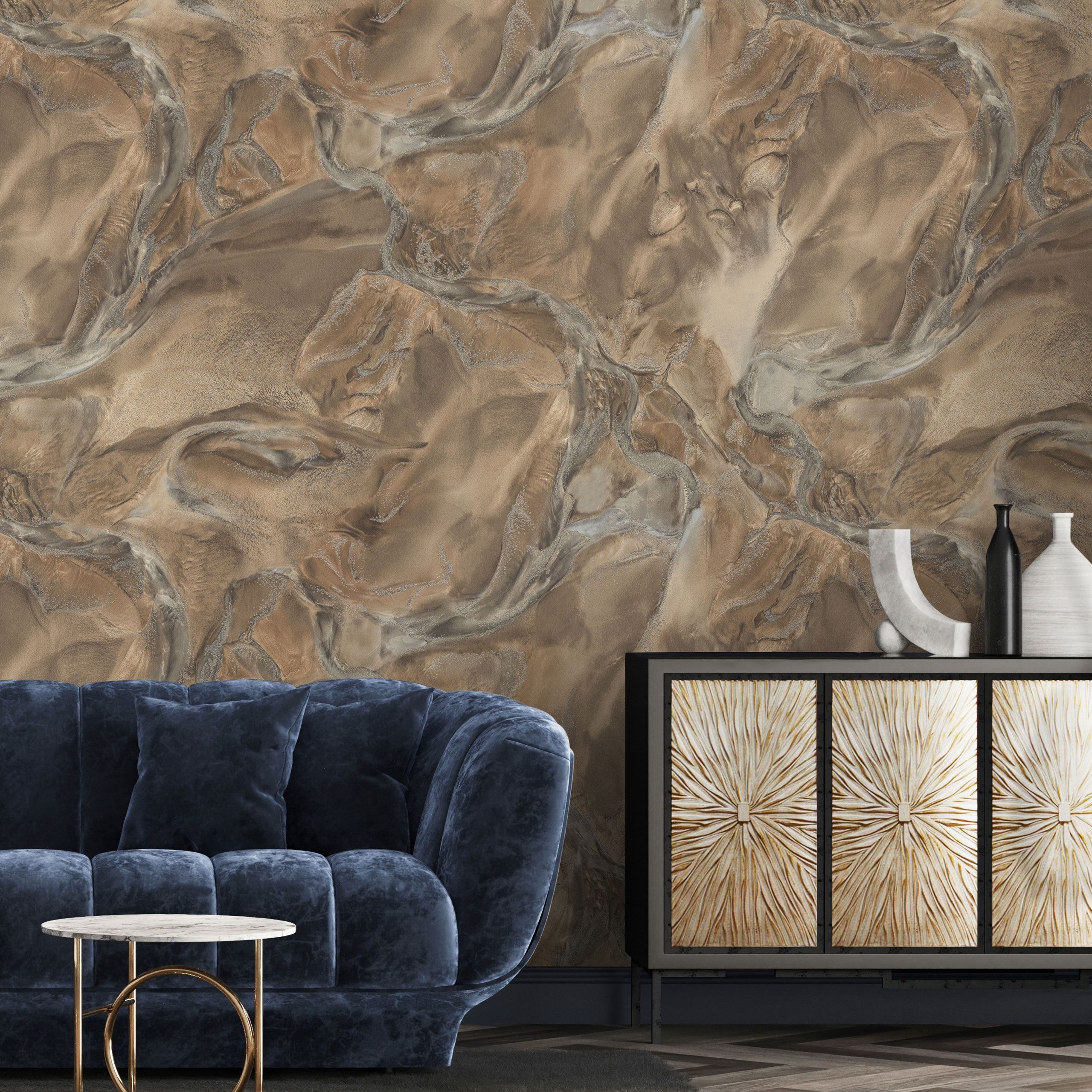 Обои Euro Decor Istok 7293-22 коричневые мрамор 1,06х10,05 м