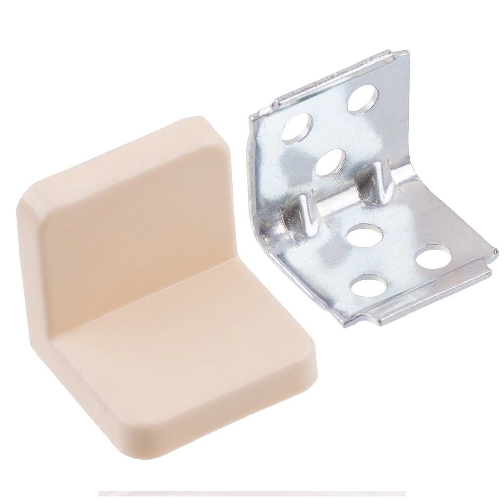 Уголок мебельный 25х25х25 мм с декоративной накладкой бежевый 4 шт