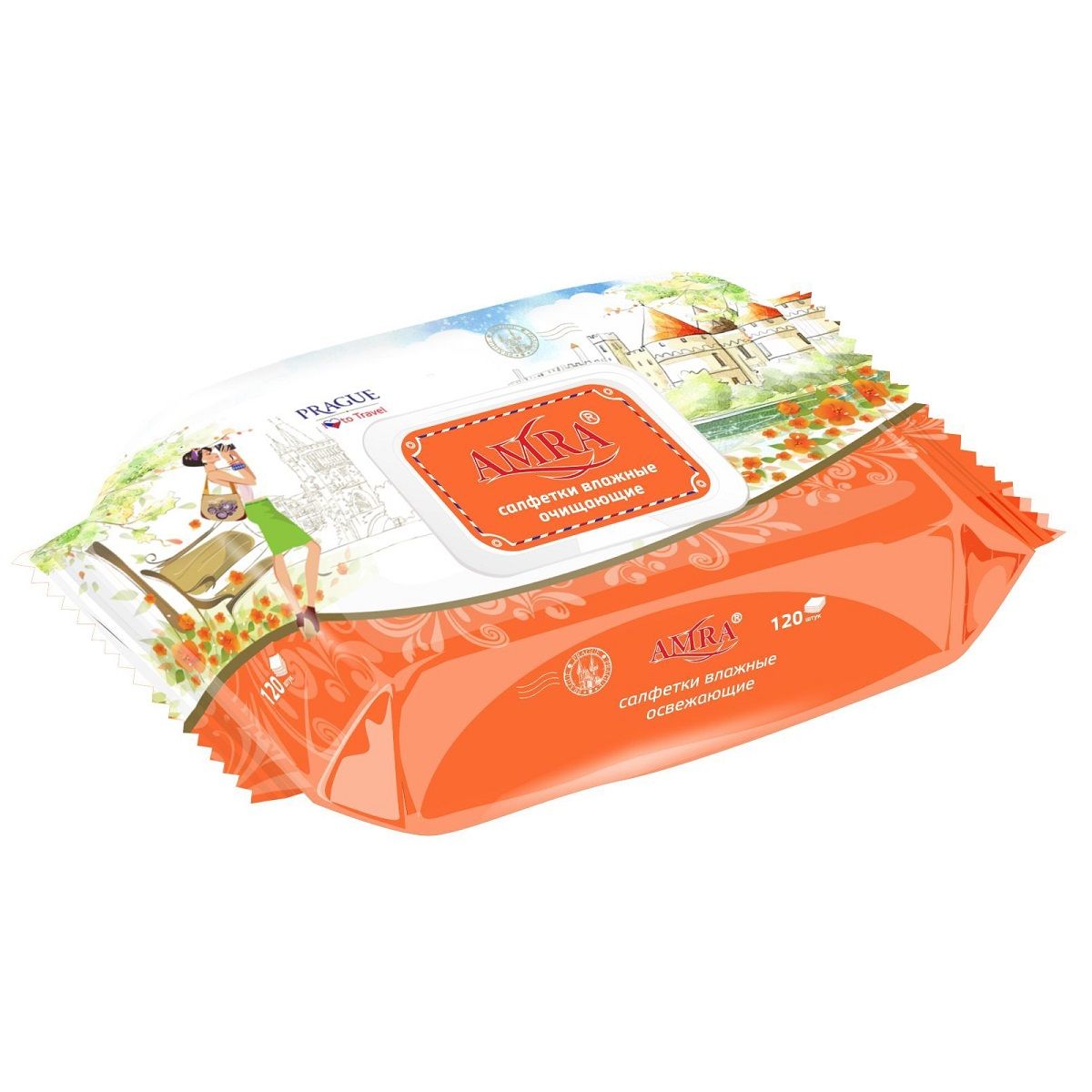 Салфетки влажные AMRA travel PRAGUE 120шт