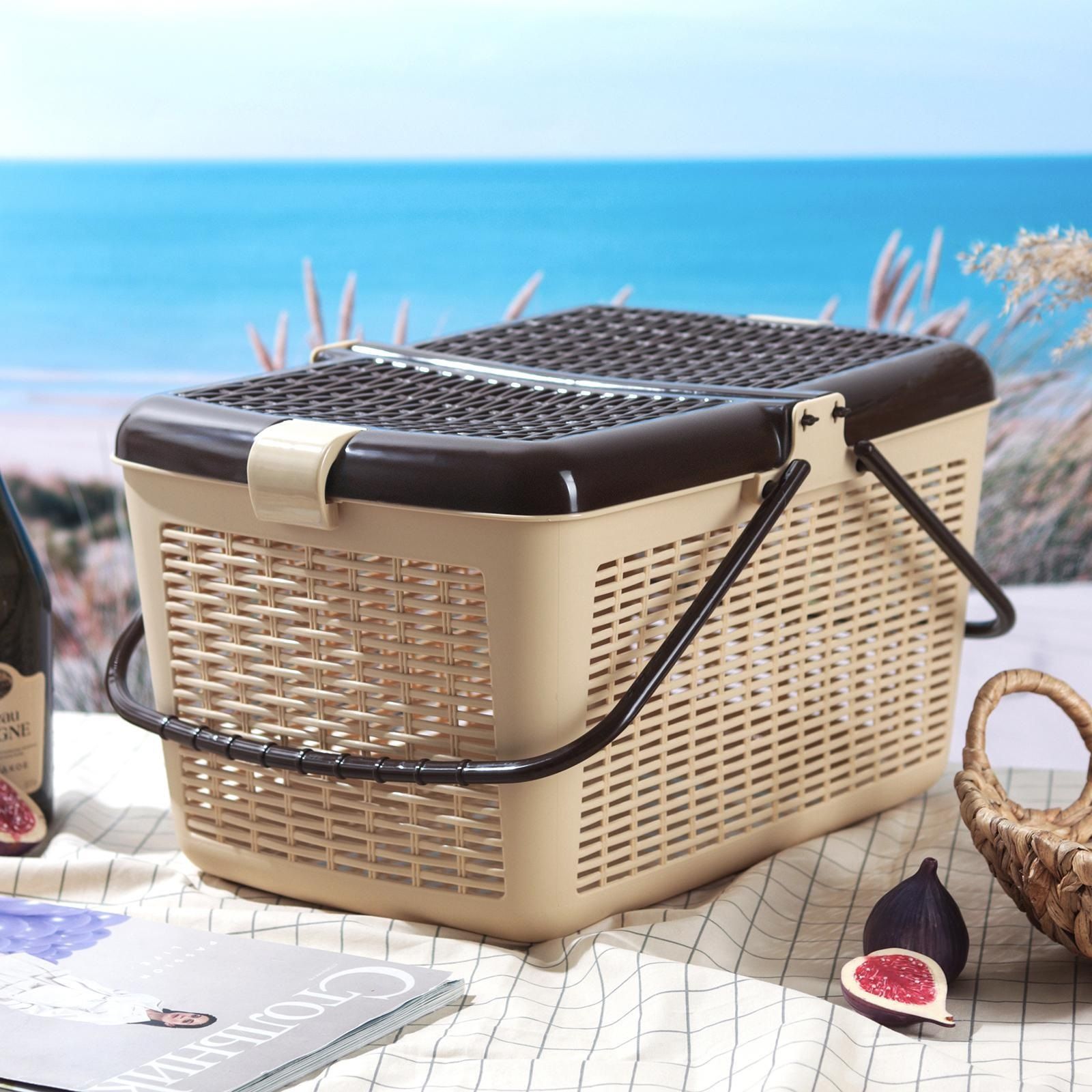 Корзина для пикника 44,5х34х25 см бежево-коричневая