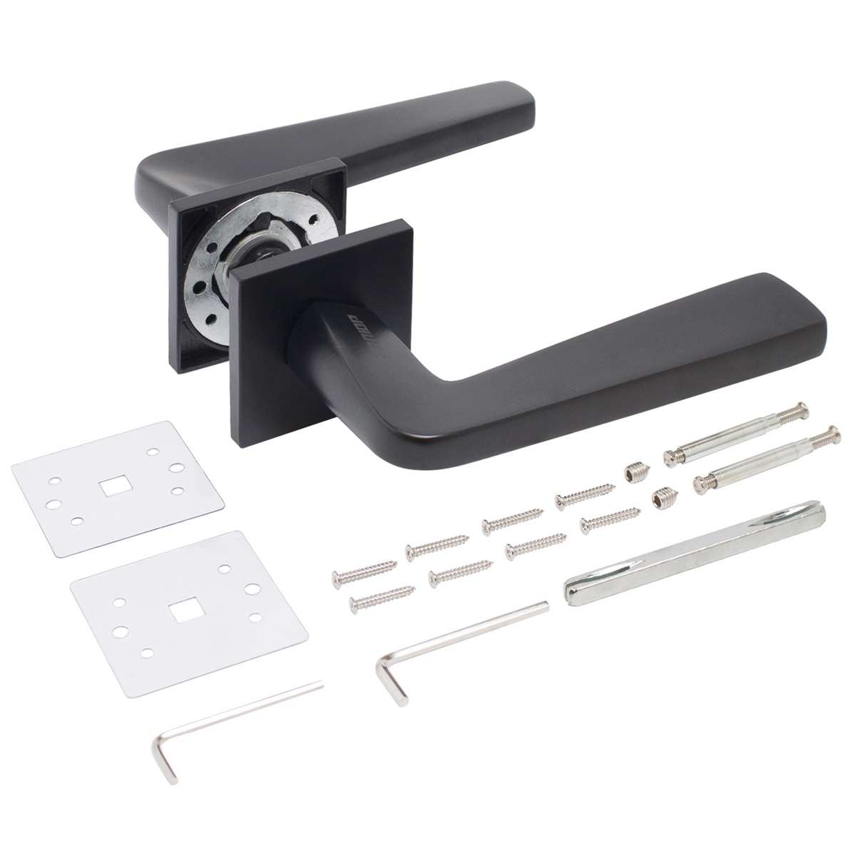 Ручка дверная Аллюр Уитни BL 82150 матовый черный квадратная розетка