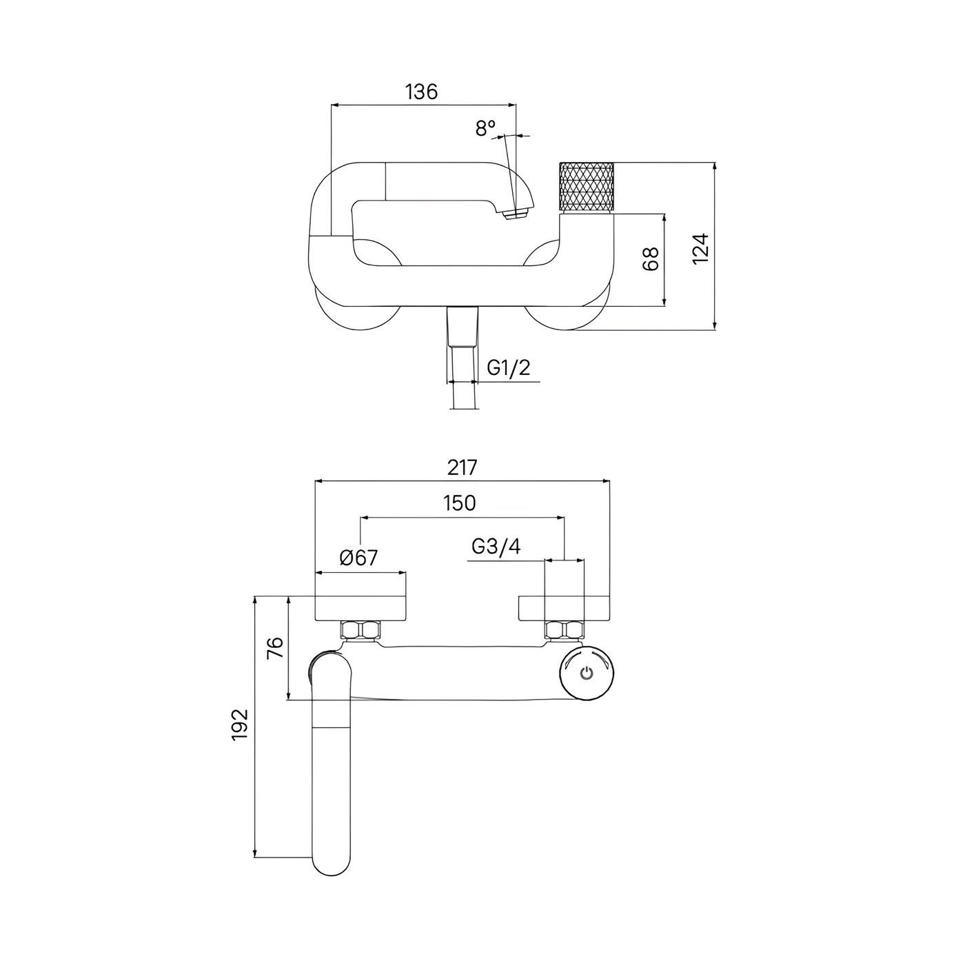 Смеситель для ванны Iddis Twist TWISBBTi02WA с управлением Push Control