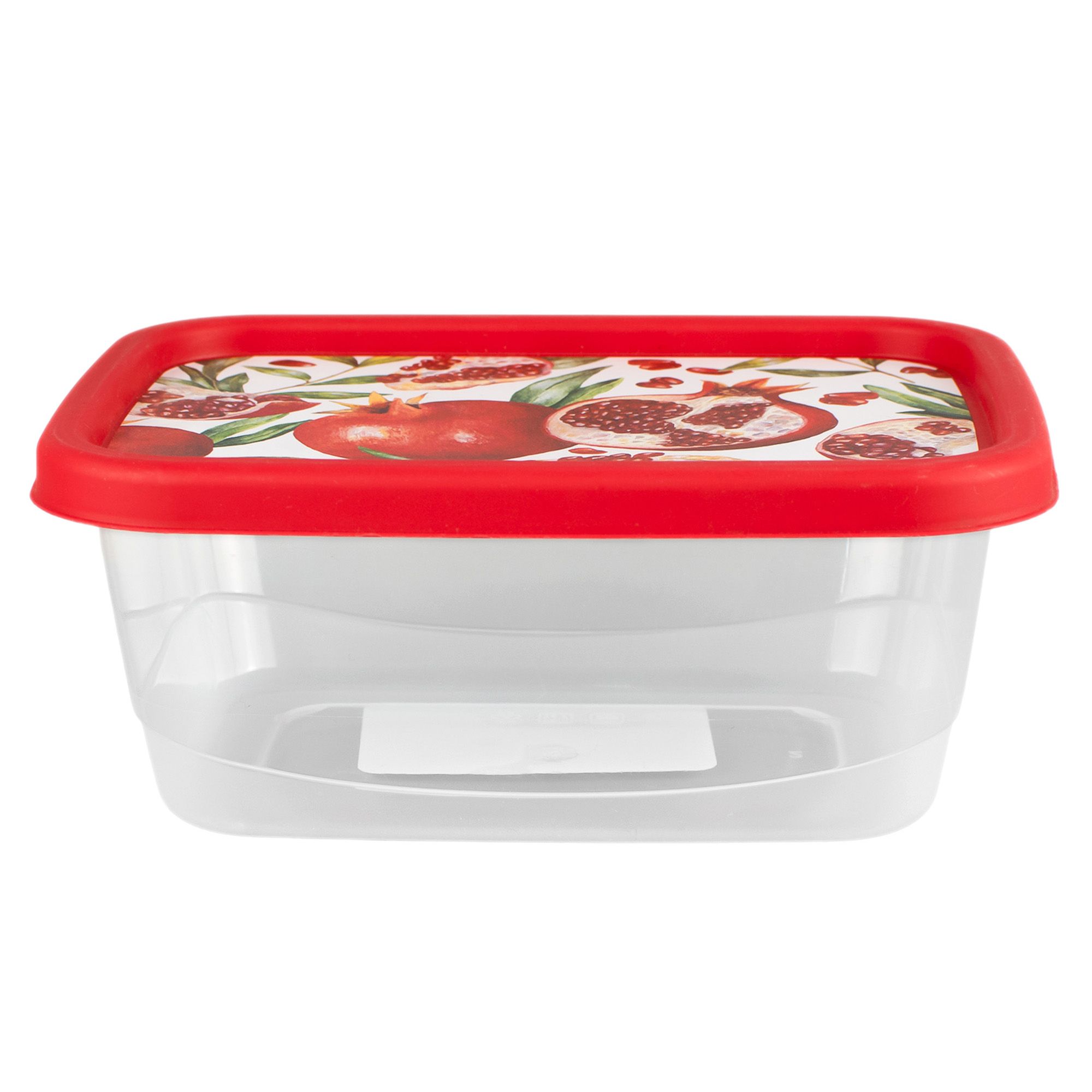 Контейнер для продуктов прямоугольный 500 мл с декором красный