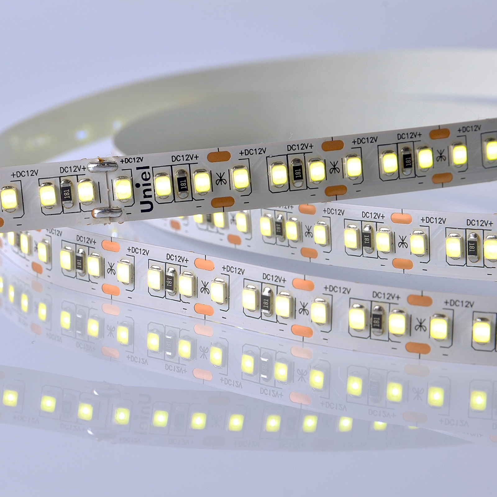 Лента светодиодная ULS-M14-2835-168LED/m-10mm-IP20-DC12V-14W/m-5M-6500K Profi