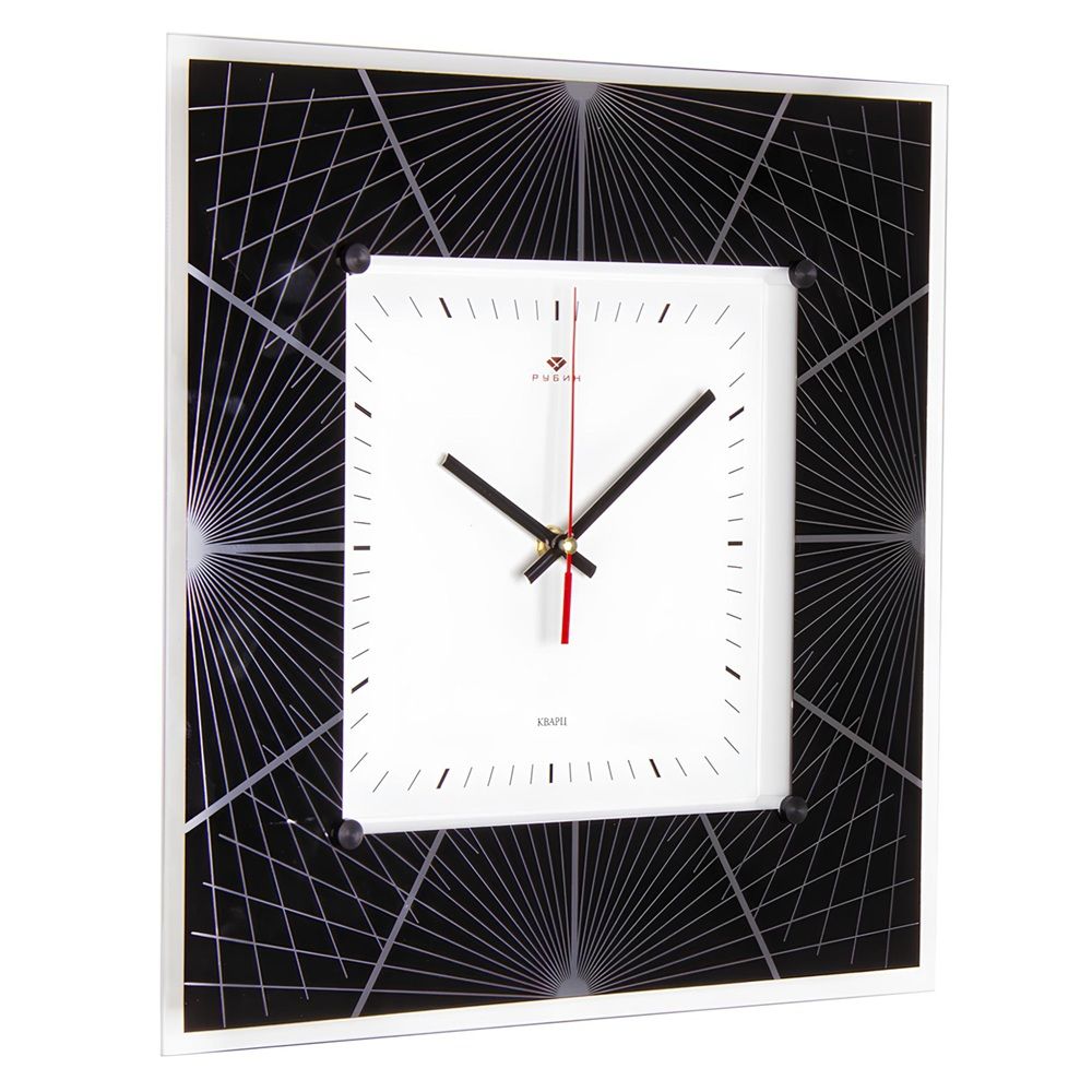3636-001 (10) Часы настенные квадрат 35х35см, корпус белый "Геометрия 1" "Рубин"