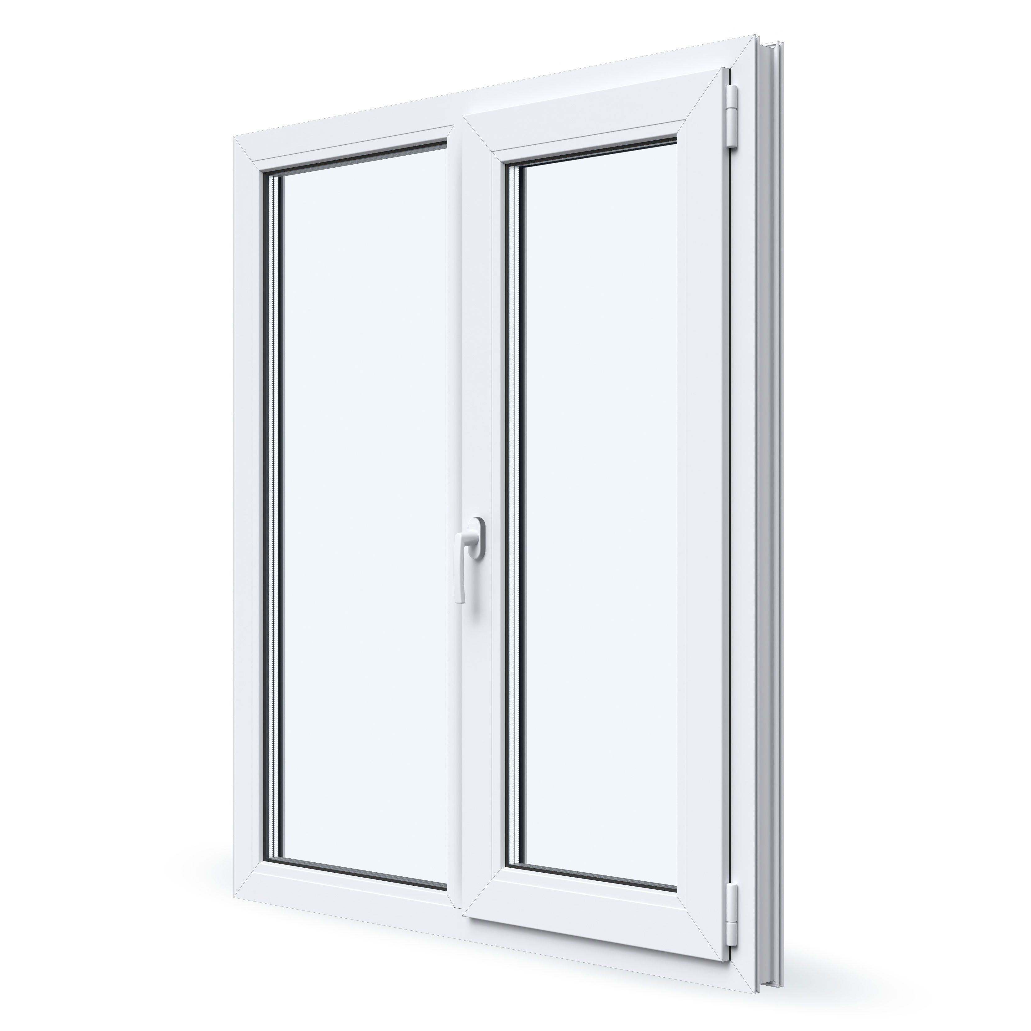 Окно ПВХ 1200х1100 двухстворчатое поворотно-откидное правое Ст-т 24 мм профиль Novoline 58 мм