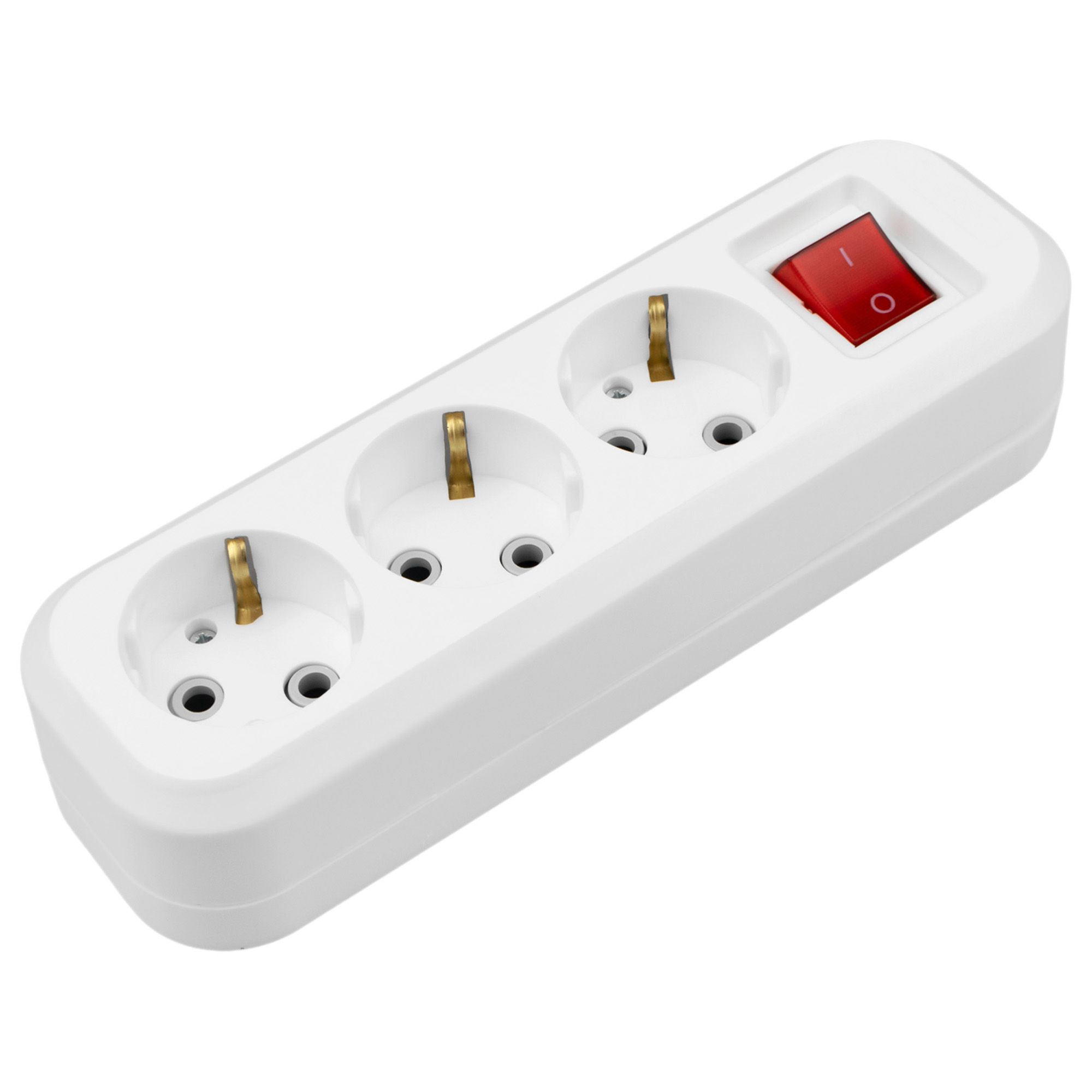 Колодка 3 гнезда с/з с выключателем 16А 250В IP20 Ionich белая