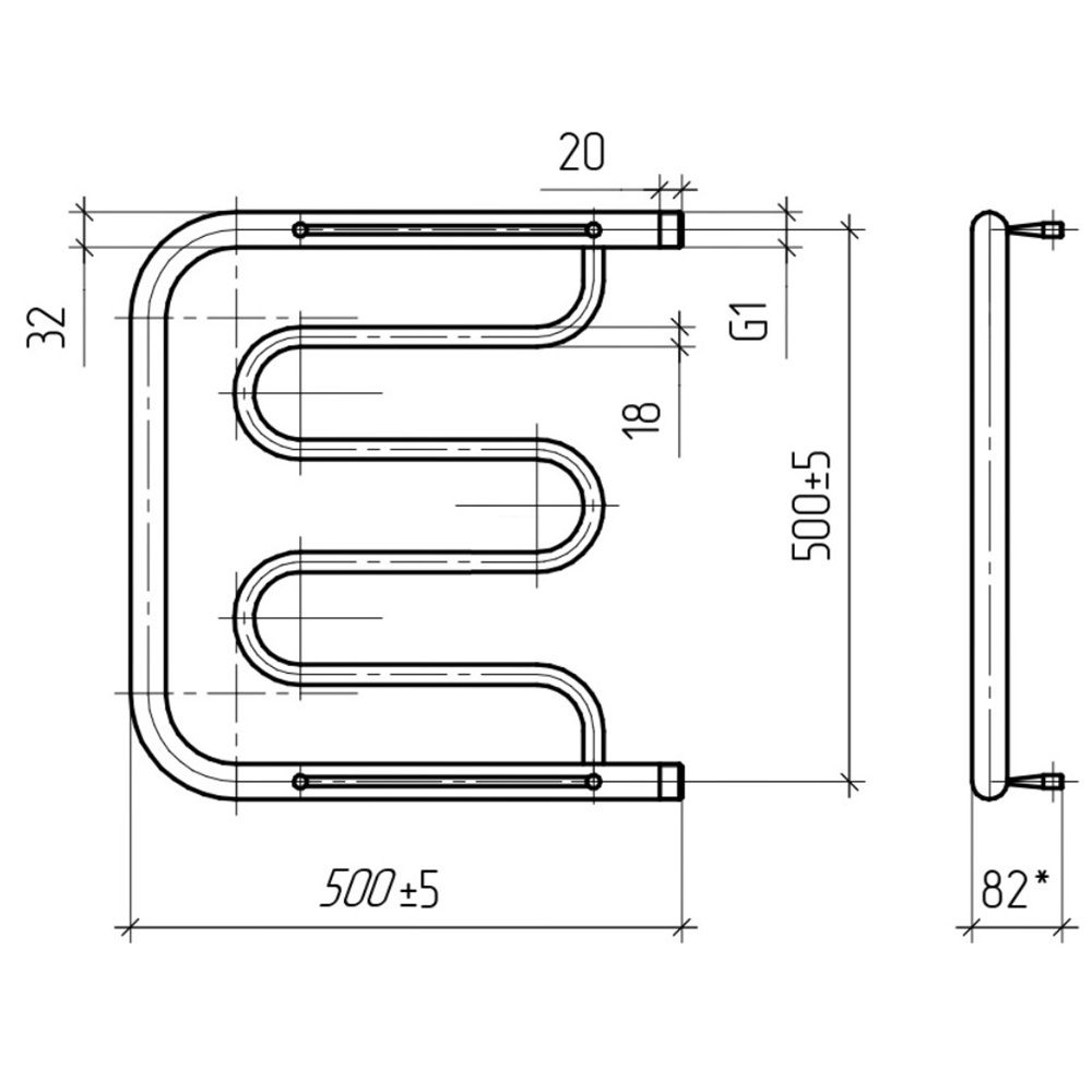 Полотенцесушитель водяной Фокстрот ПСВ-02-02 50х50 см