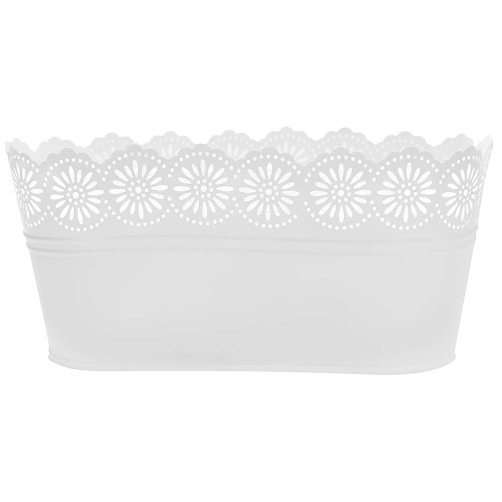 Кашпо металлическое белое 27,5х15х13 см