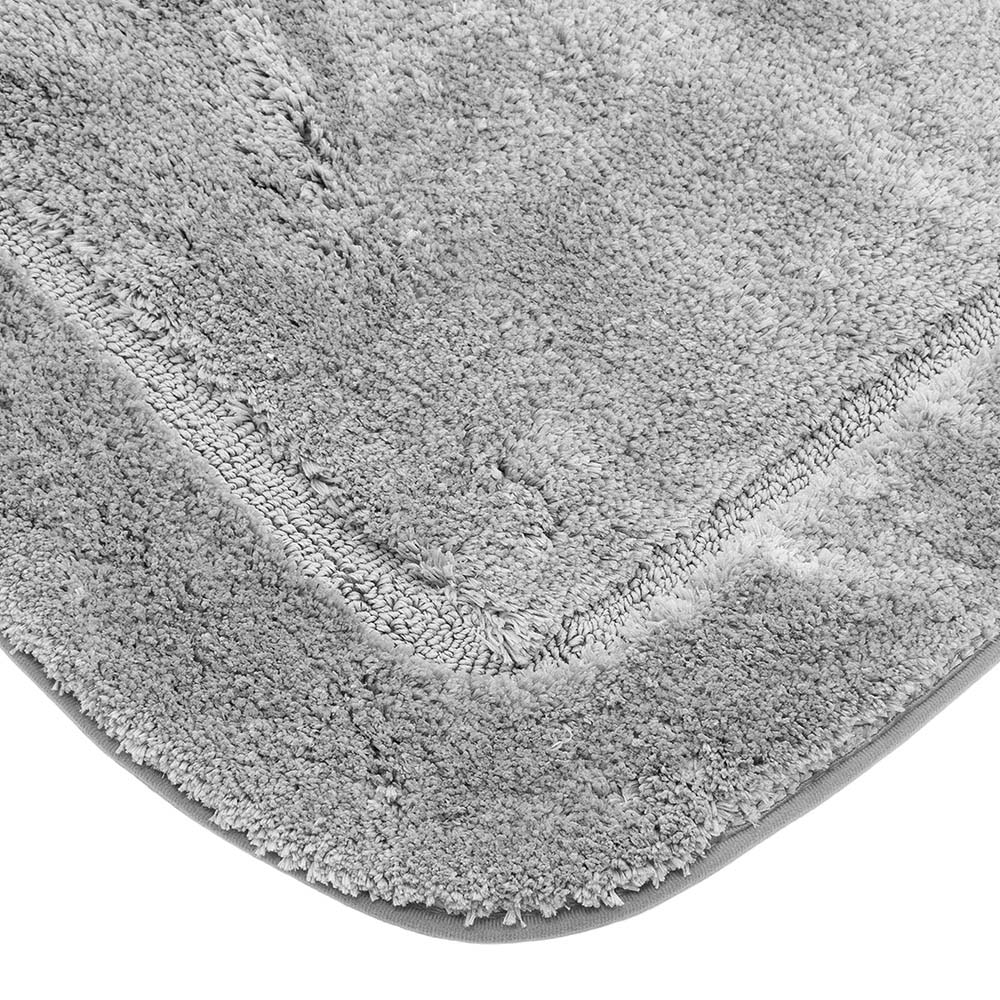 Коврик для ванной комнаты 60х100 см Lux Border Плюш Grey серый