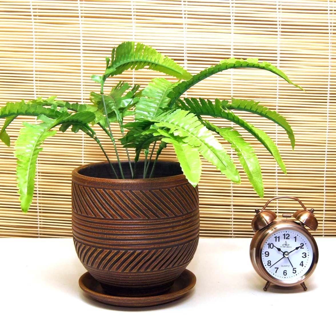 Горшок цветочный Страйп шоколад овал 19 см 3,5 л