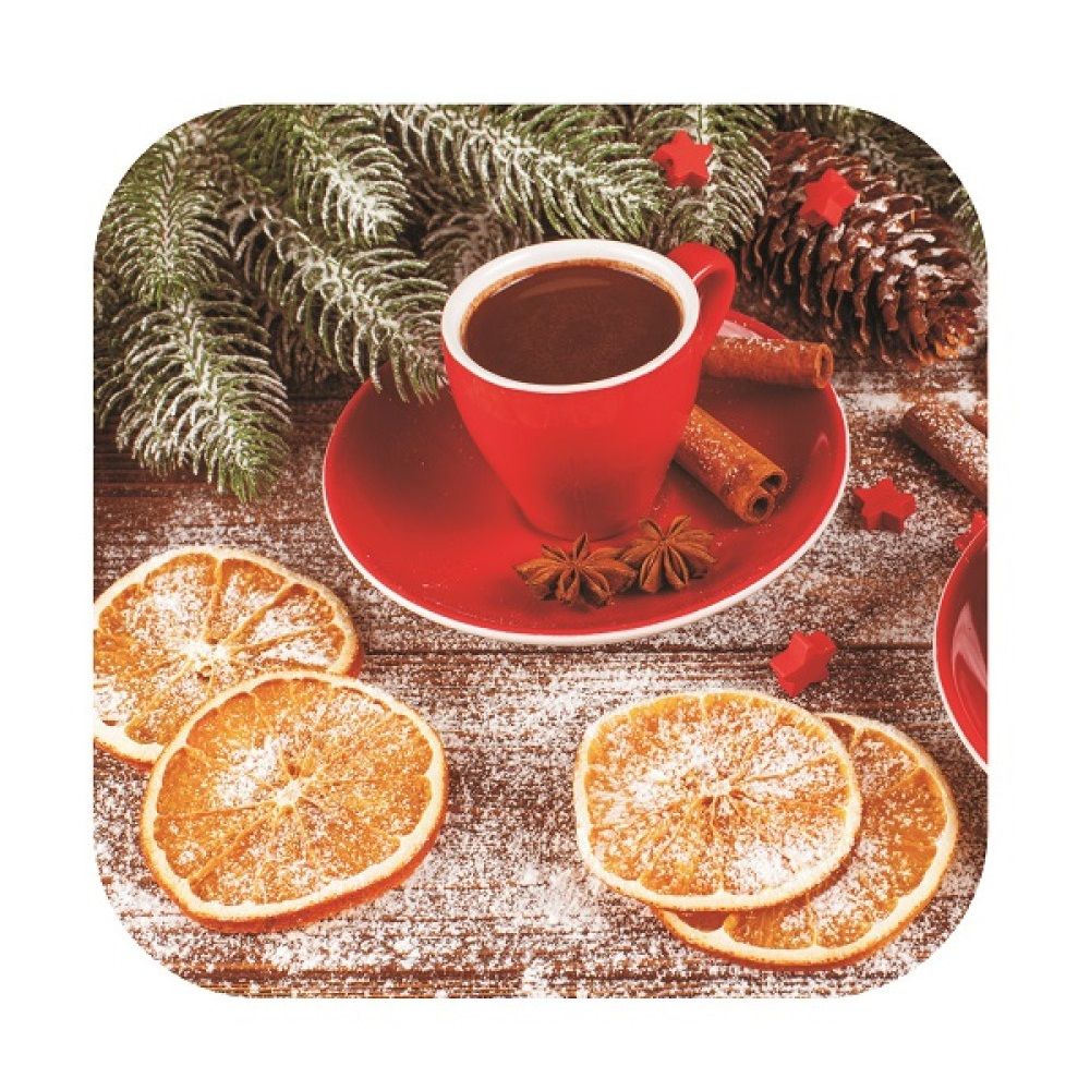 Подставка под горячее Кофе под елкой 18х18 см