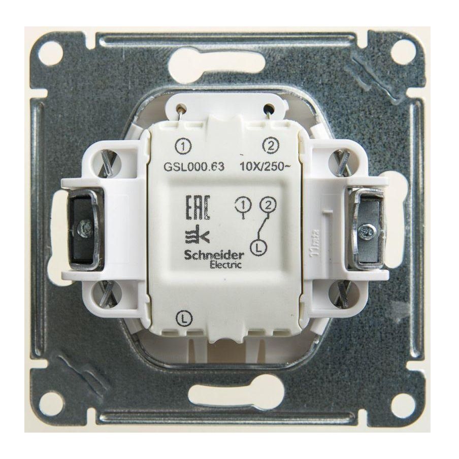 Механизм переключателя проходного 1-кл. СП Glossa 10А IP20 10AX с подсветкой перламутр