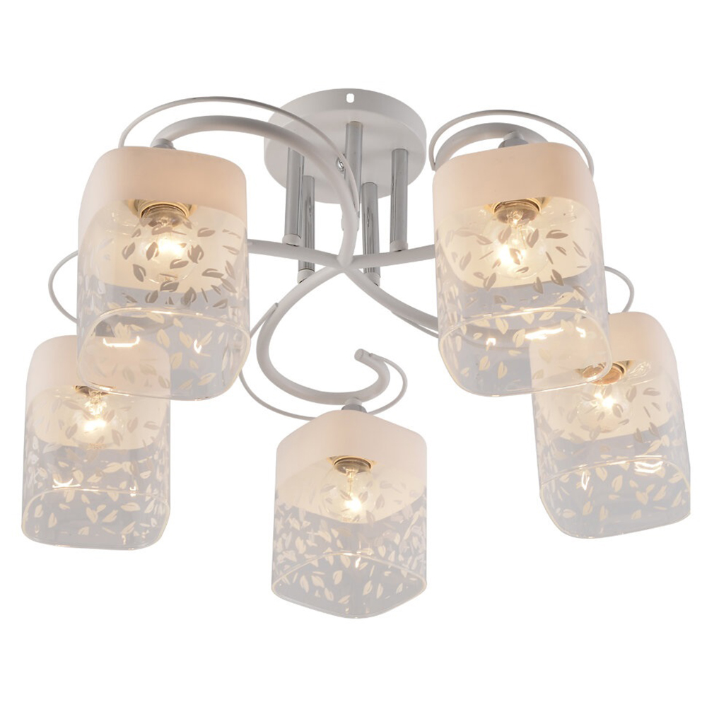 Люстра потолочная XA1520B/5 WH+CR белый/хром 5х60Вт E27 d500 h260, HN24