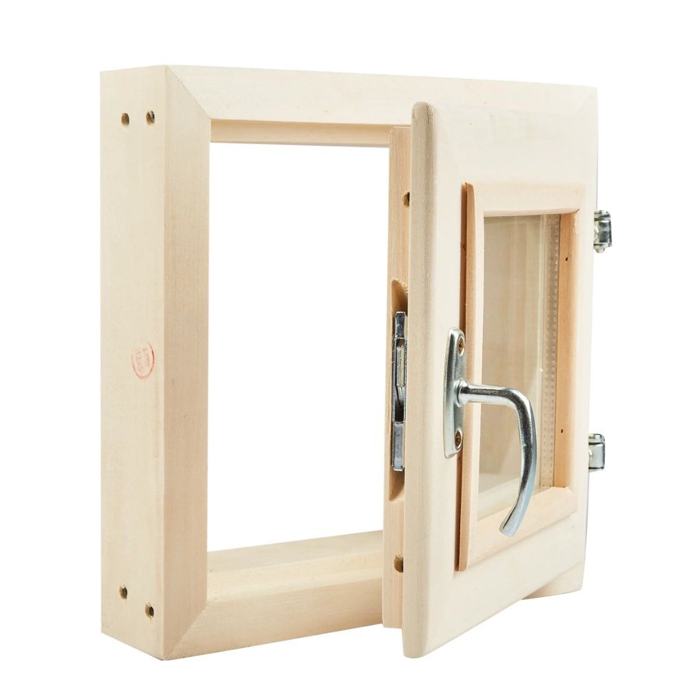 Окно деревянное стеклопакет с фурнитурой 300x300 мм