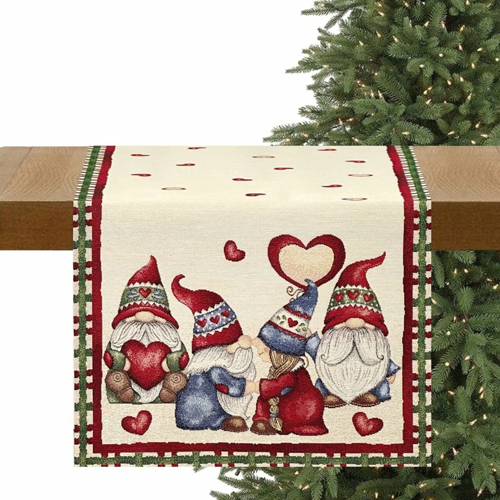 Салфетка сервировочная Гномы сердечки Клетка 44х140 см 2310354