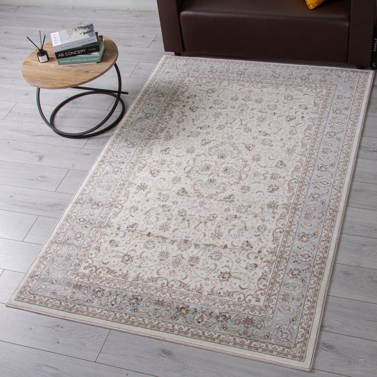 Ковер Valencia Deluxe Merinos F014 0,8х1,5 м кремово-голубой
