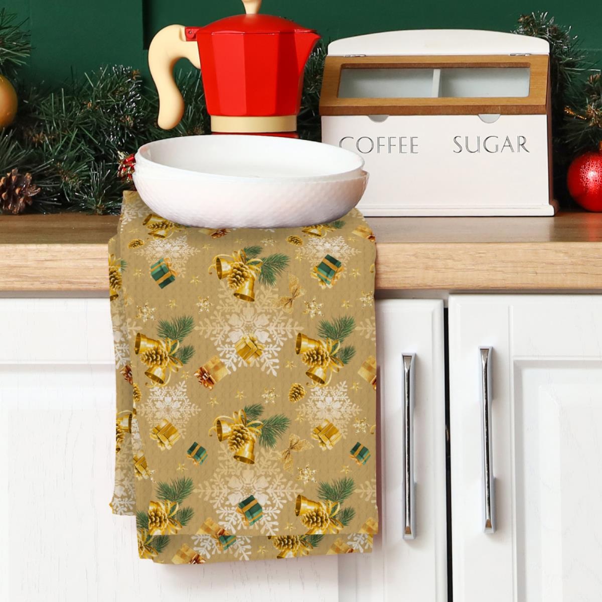 Полотенце кухонное вафельное Vse Doma 45х60 см 60320-1 Сказочное Рождество