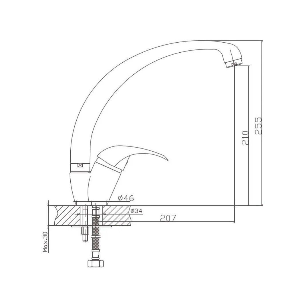 Смеситель MG-008 Q10 светло серый глянцевый 280мм